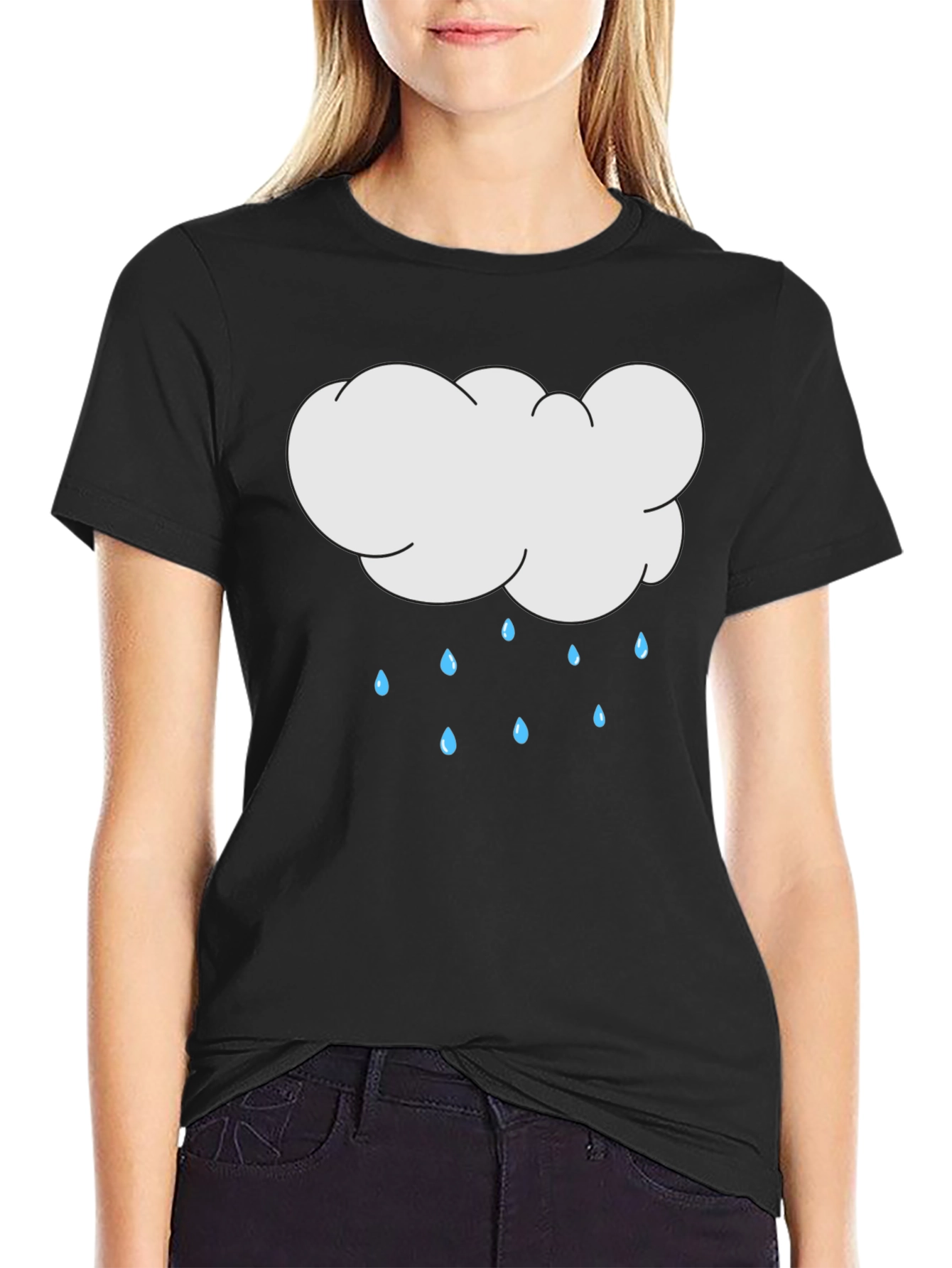 Cloud Rain Graphic Black T-Shirt