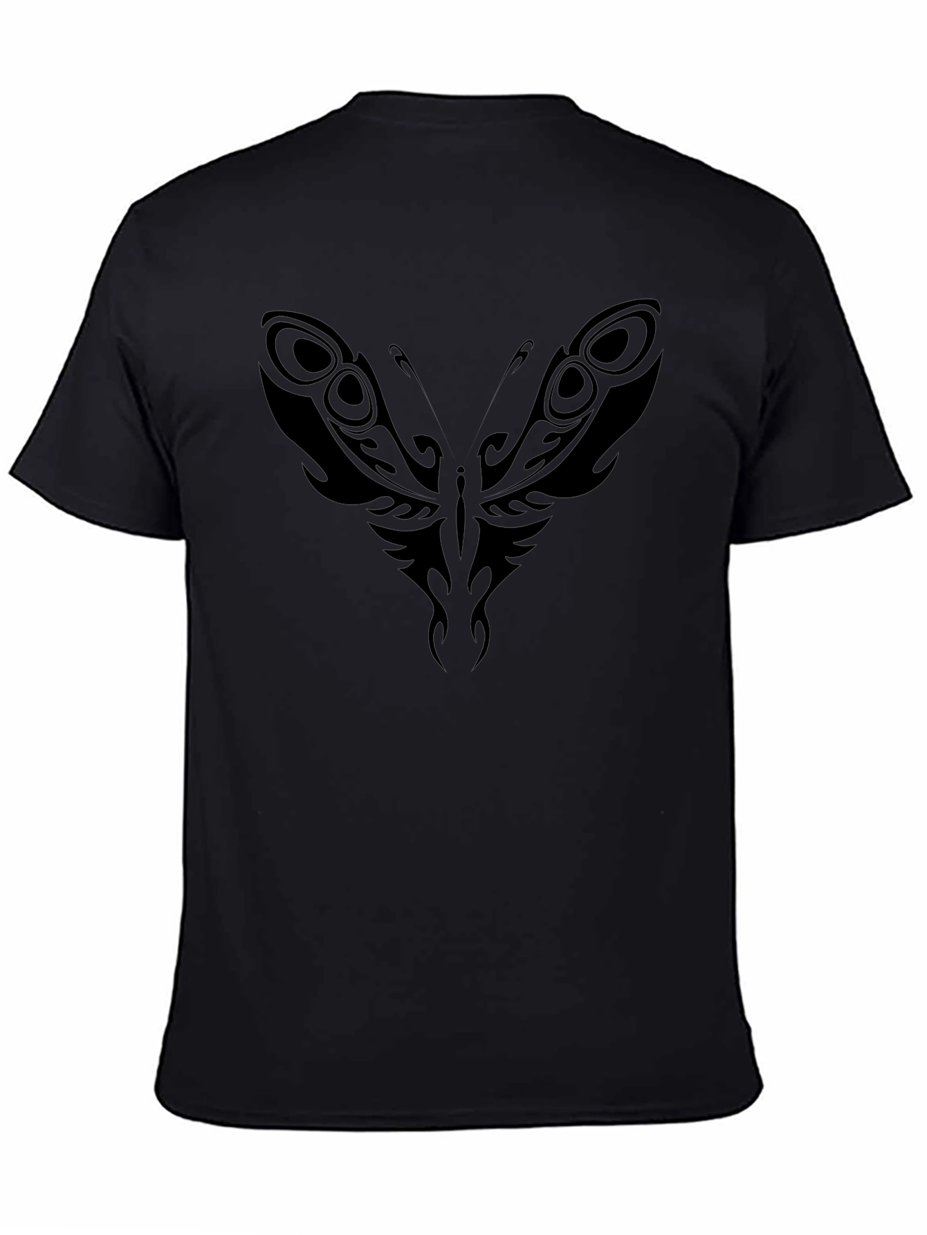 Tribal Butterfly Graphic Tee - Black Cotton Blend