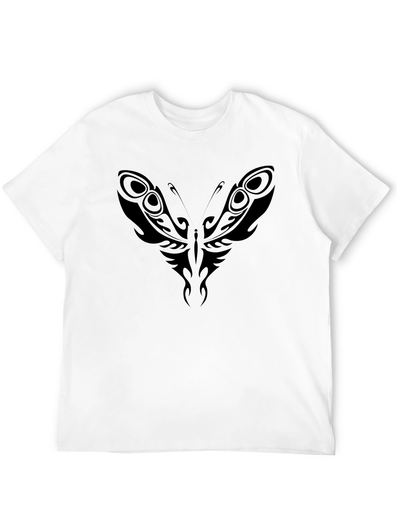 Tribal Butterfly Graphic Tee - Black Cotton Blend
