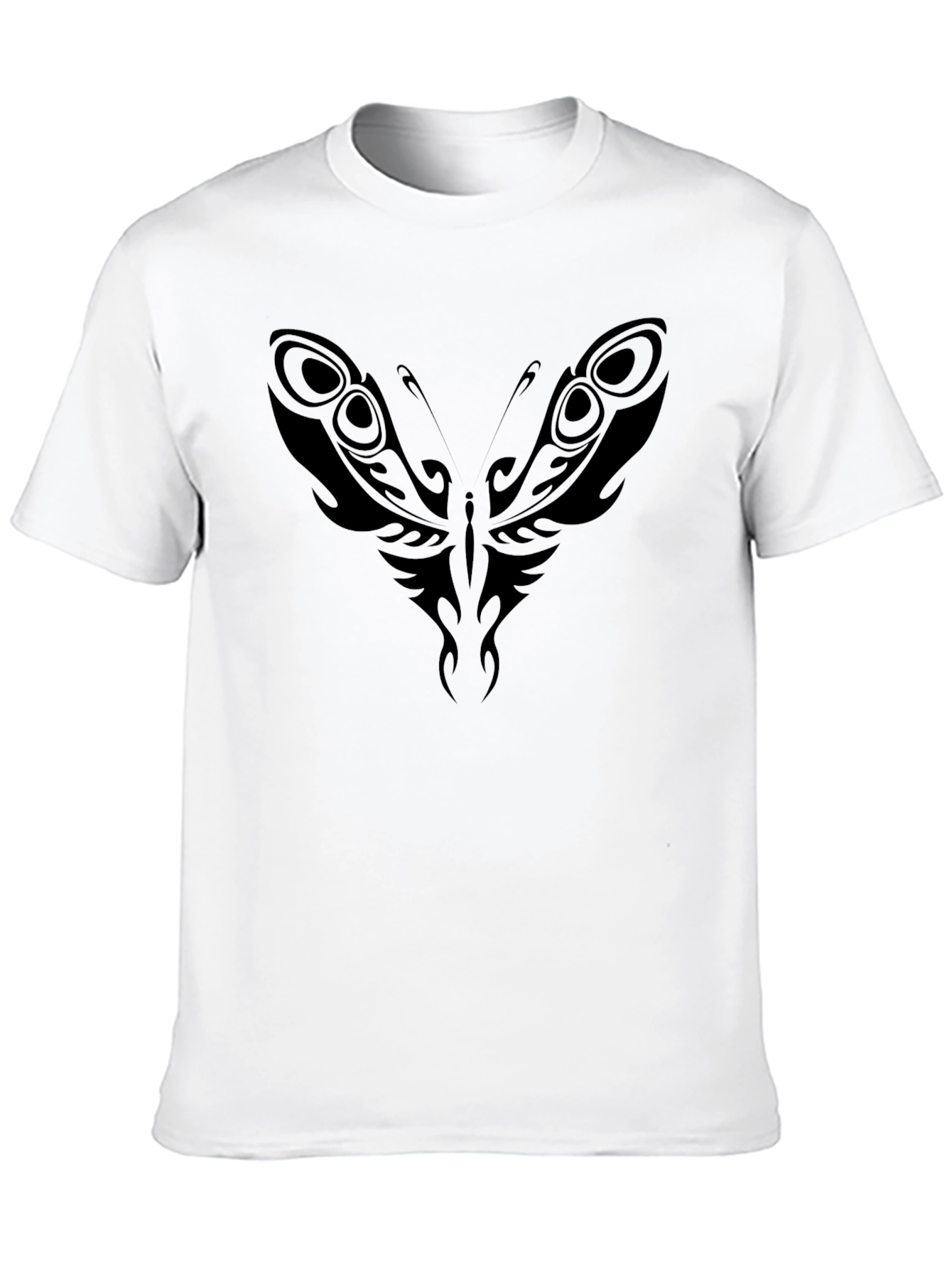 Tribal Butterfly Graphic Tee - Black Cotton Blend