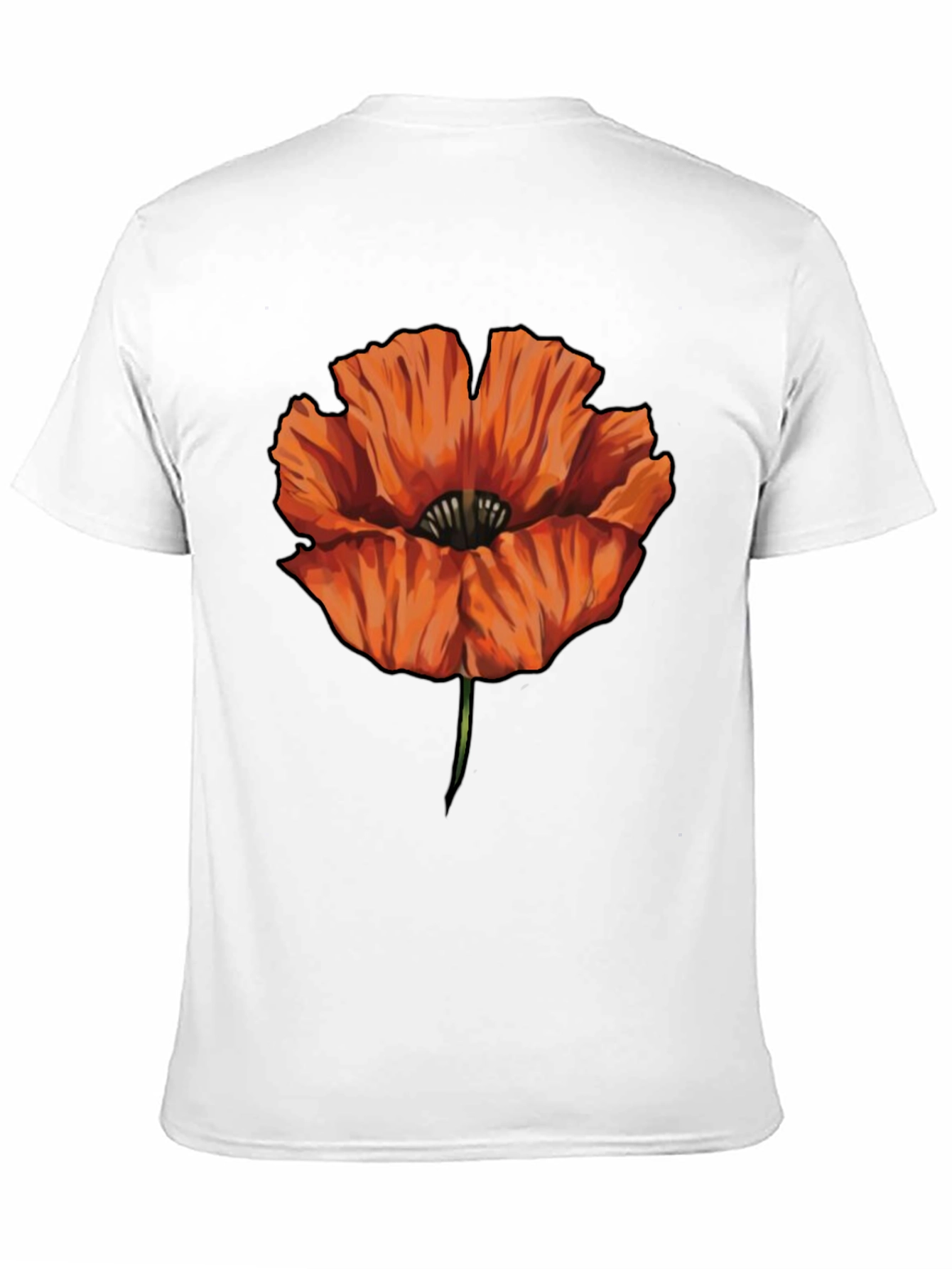 Orange Poppy Graphic Print Black T-Shirt
