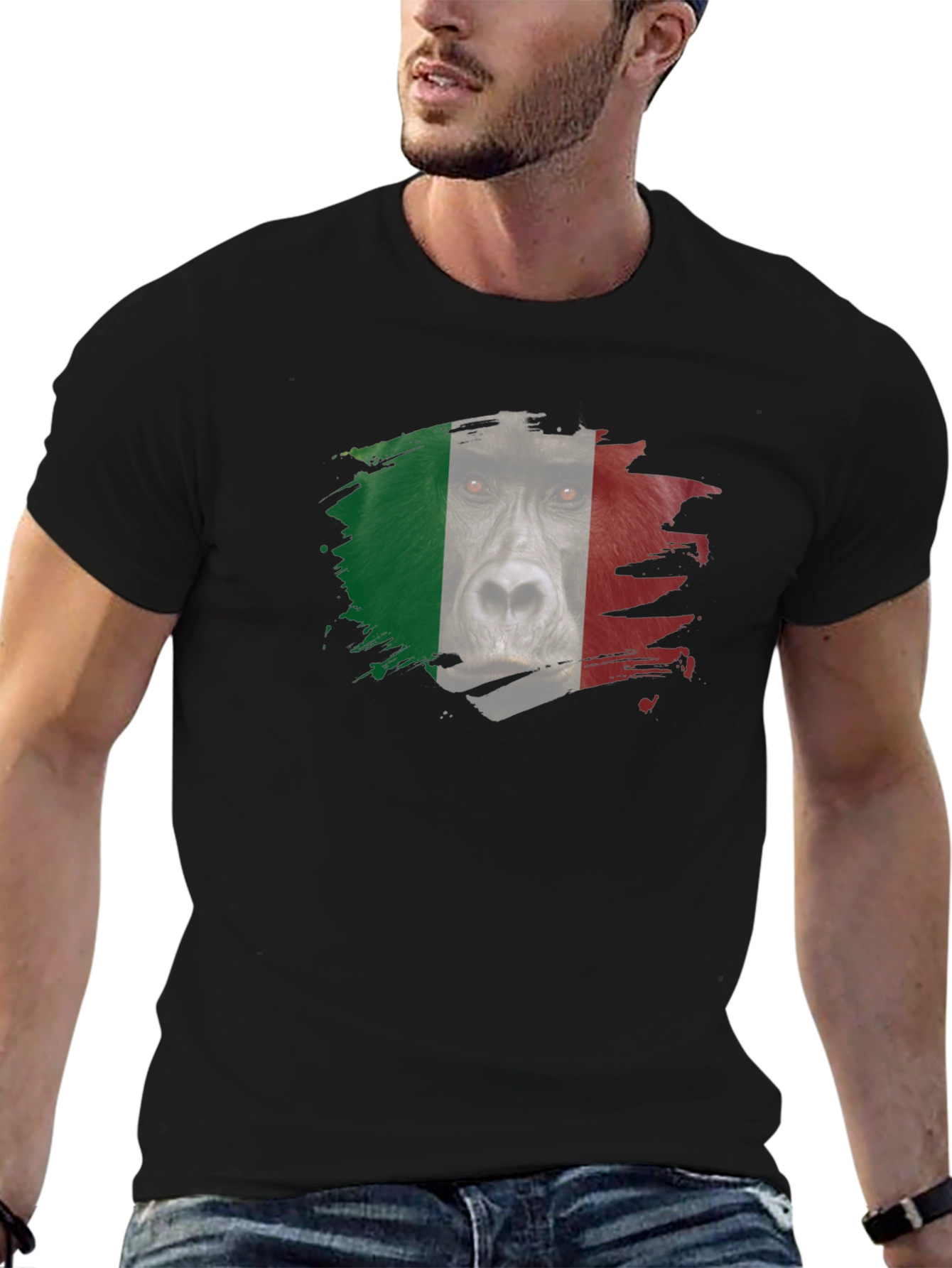 Italian Gorilla Flag Graphic T-Shirt