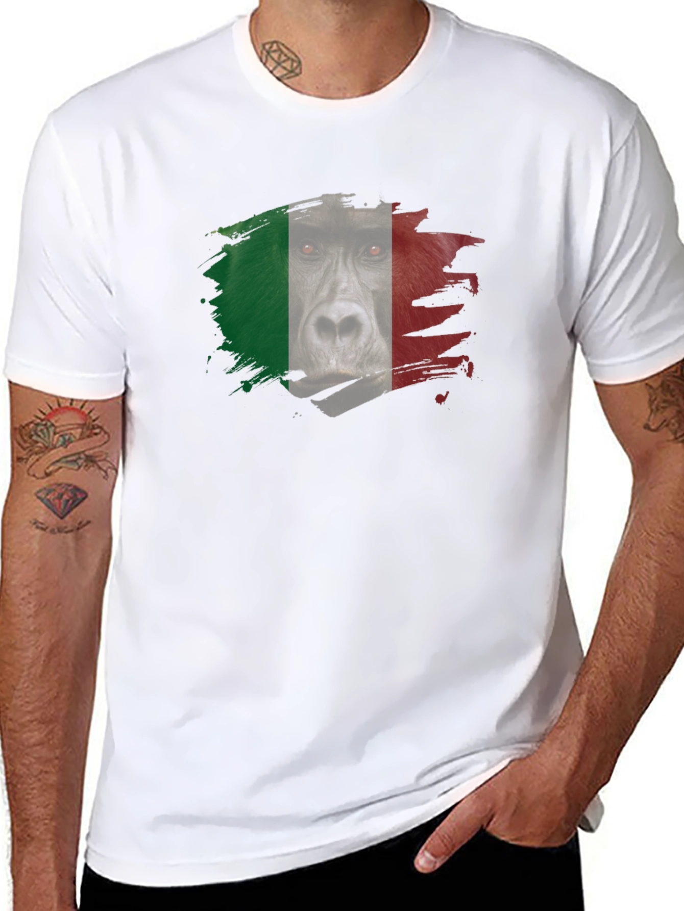 Italian Gorilla Flag Graphic T-Shirt