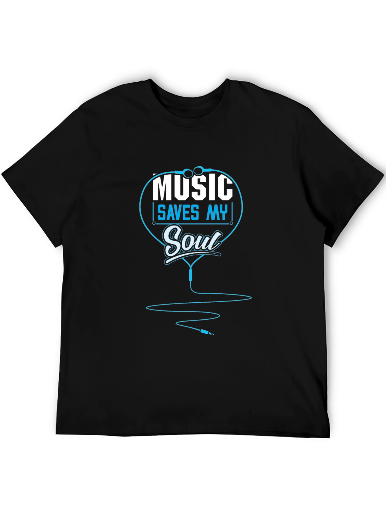 Music Saves My Soul Black Graphic T-Shirt