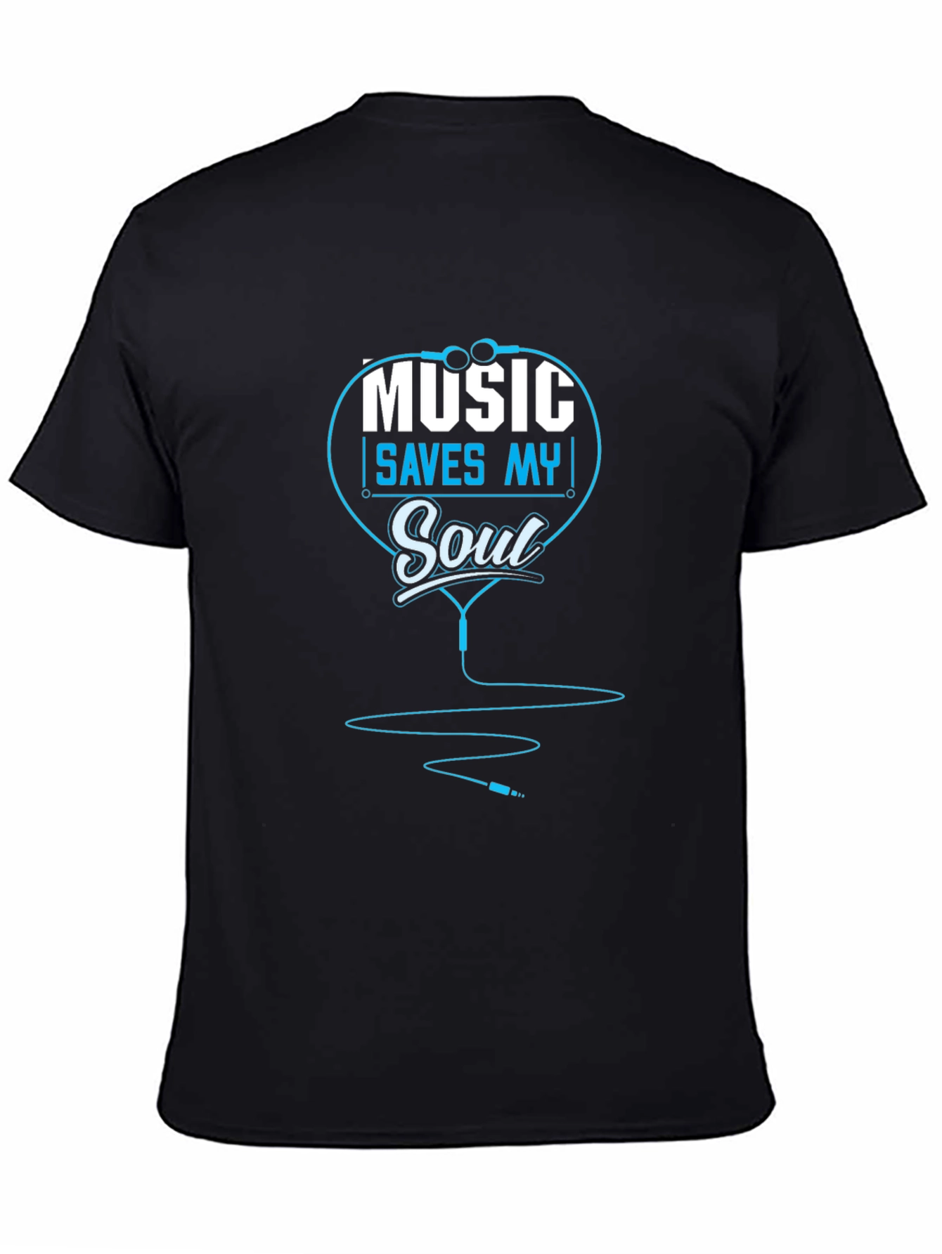 Music Saves My Soul Black Graphic T-Shirt