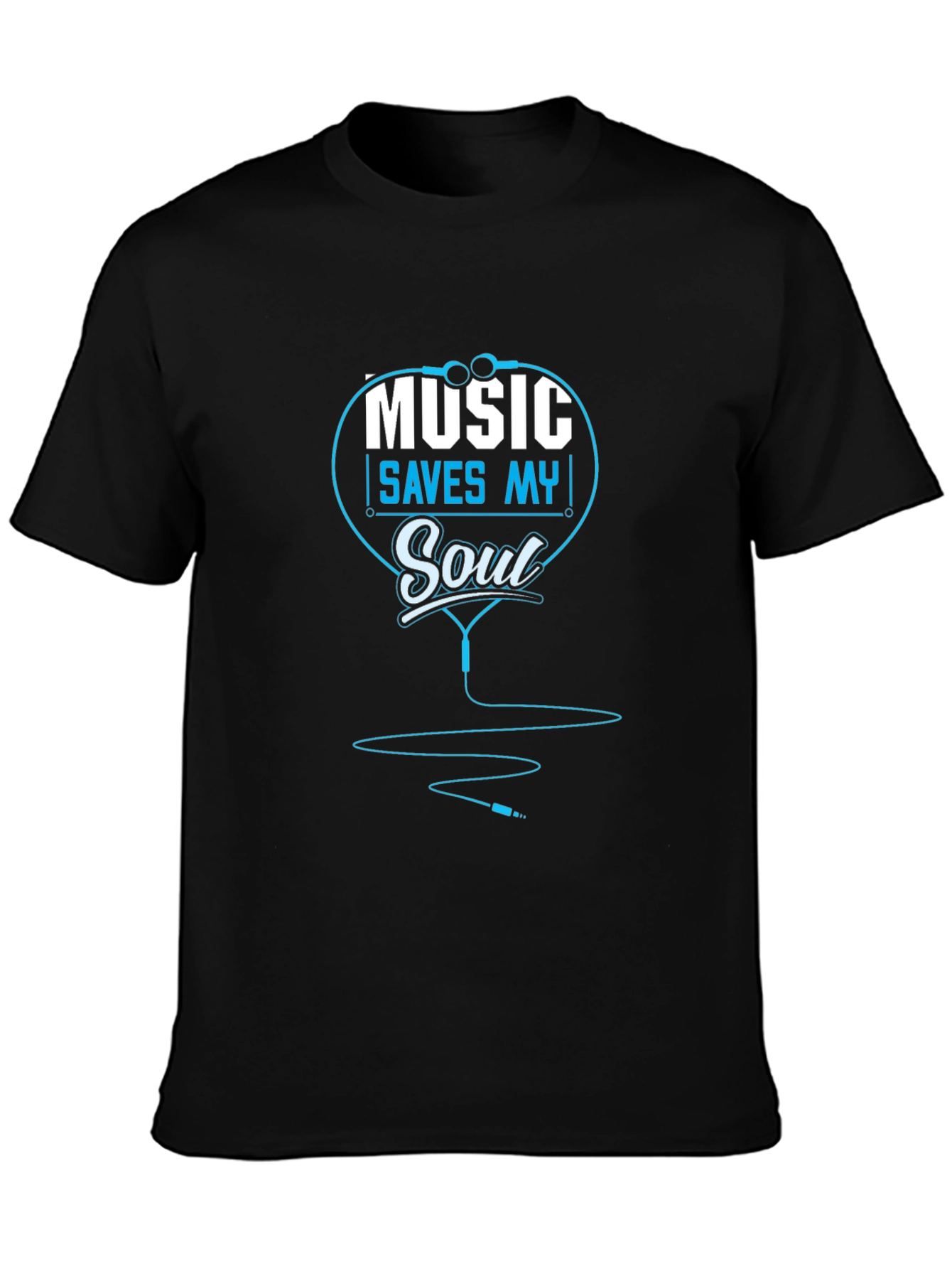 Music Saves My Soul Black Graphic T-Shirt