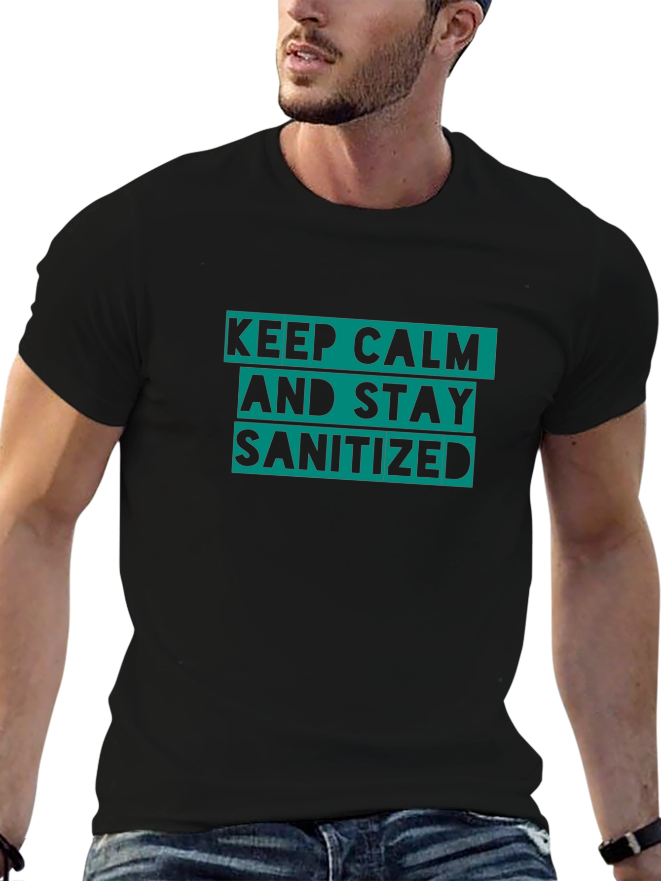 Keep Calm and Stay Sanitized Black T-Shirt