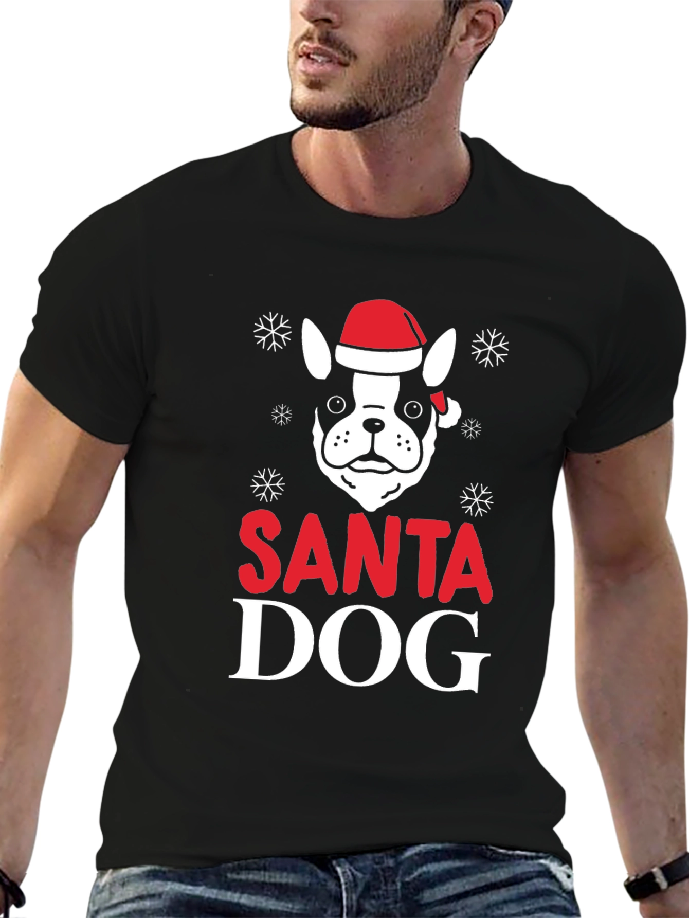 Santa Dog Graphic T-Shirt