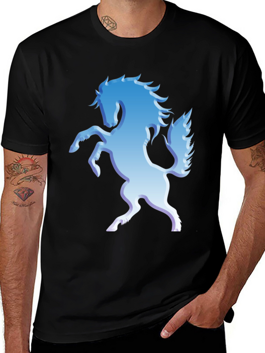 Blue Horse Graphic Tee - Stylish Mens T-Shirt