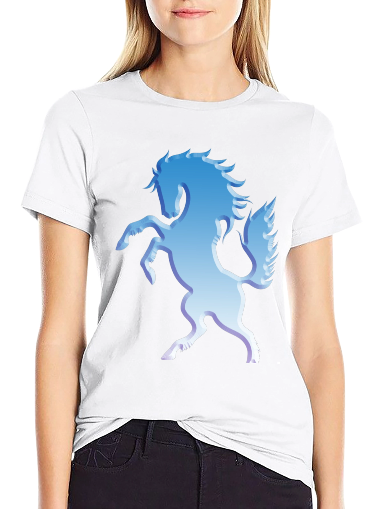 Blue Horse Graphic Tee - Stylish Mens T-Shirt