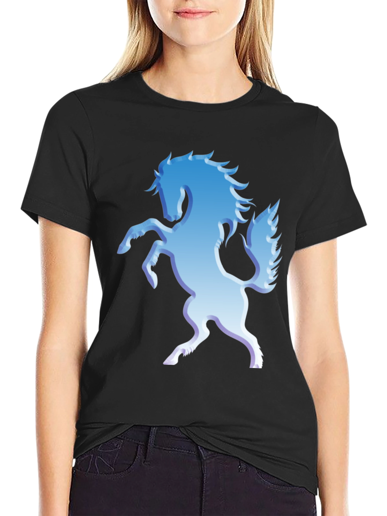 Blue Horse Graphic Tee - Stylish Mens T-Shirt