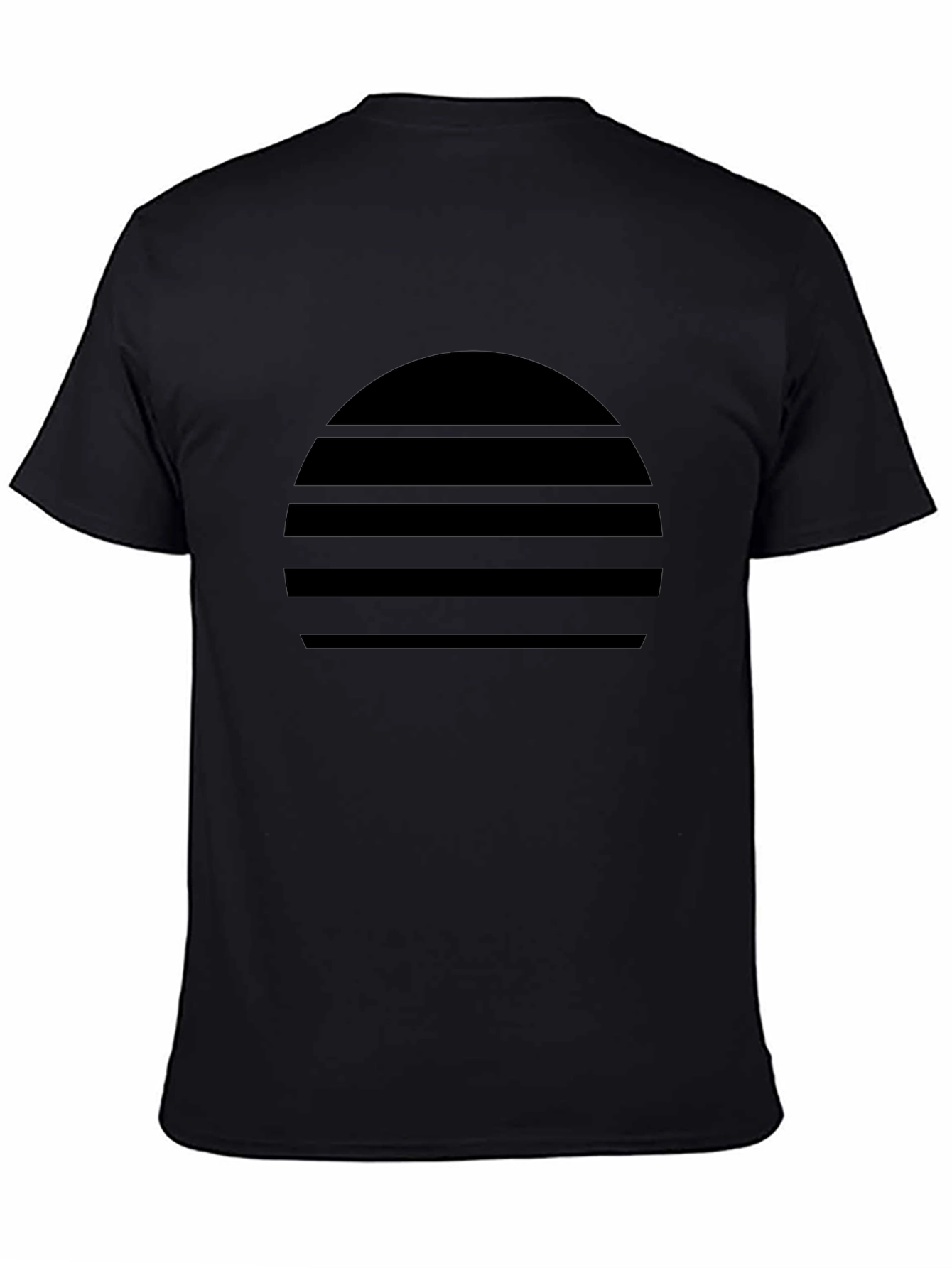 Retro Sunset Striped Graphic Tee - Black