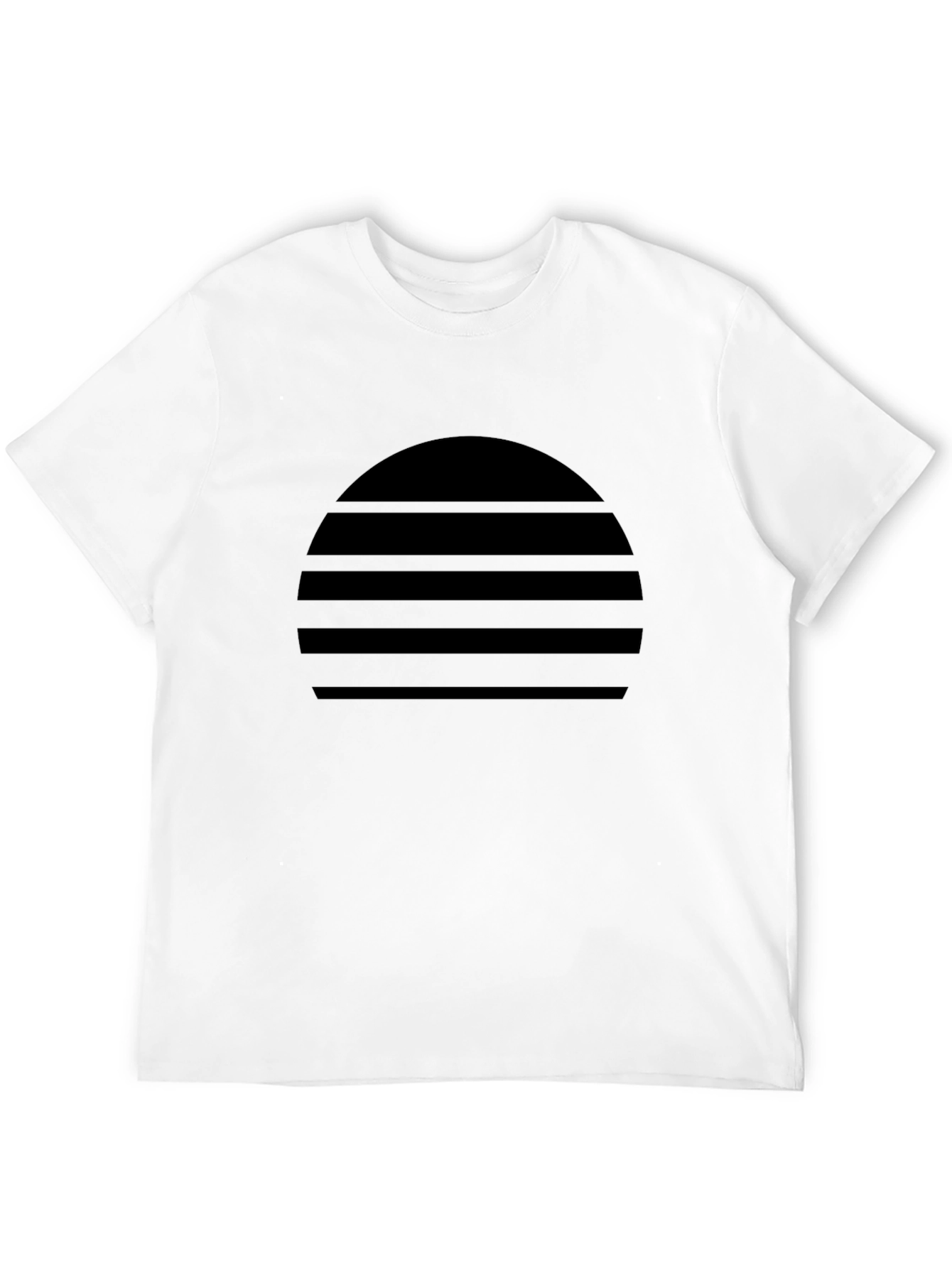 Retro Sunset Striped Graphic Tee - Black