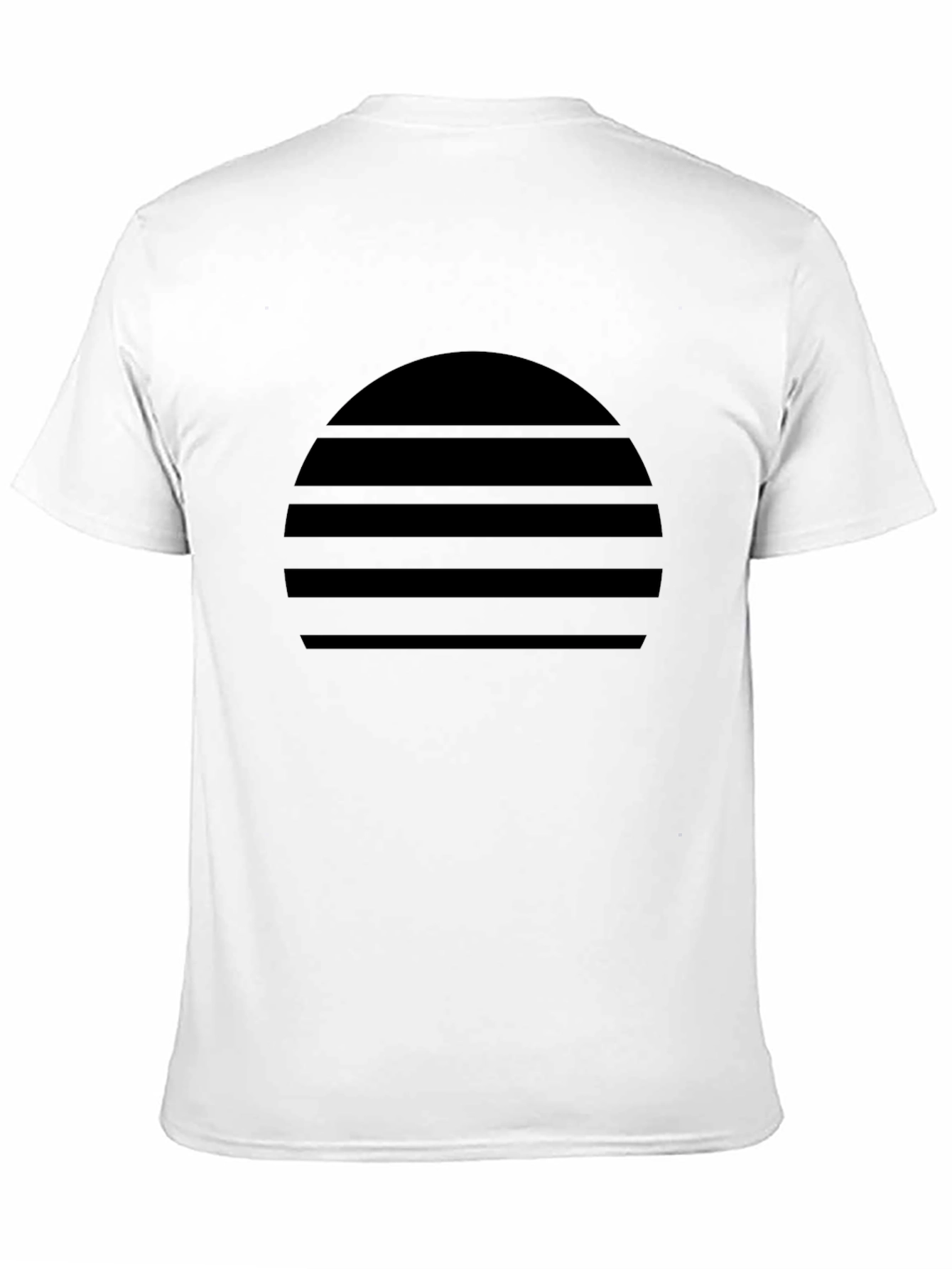 Retro Sunset Striped Graphic Tee - Black