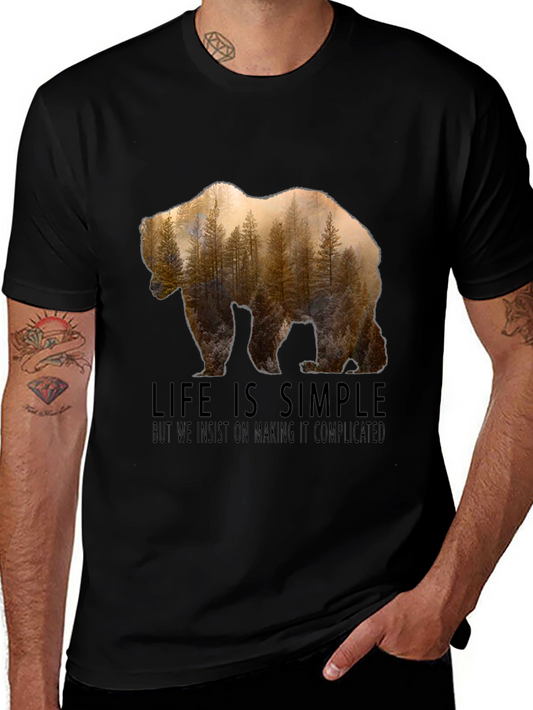 Life is Simple Bear Forest Graphic T-Shirt