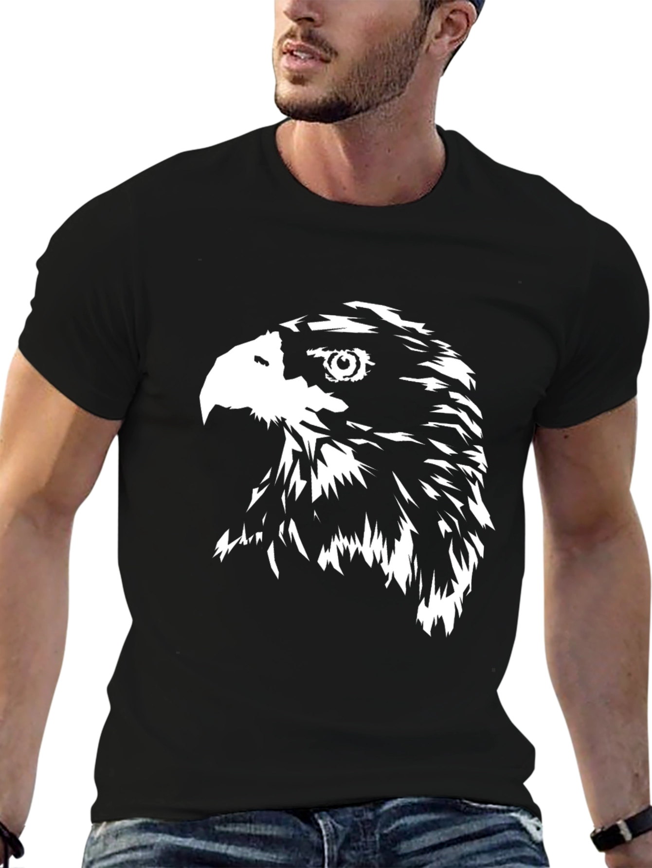 Bold Eagle Graphic Tee - Black Cotton Blend