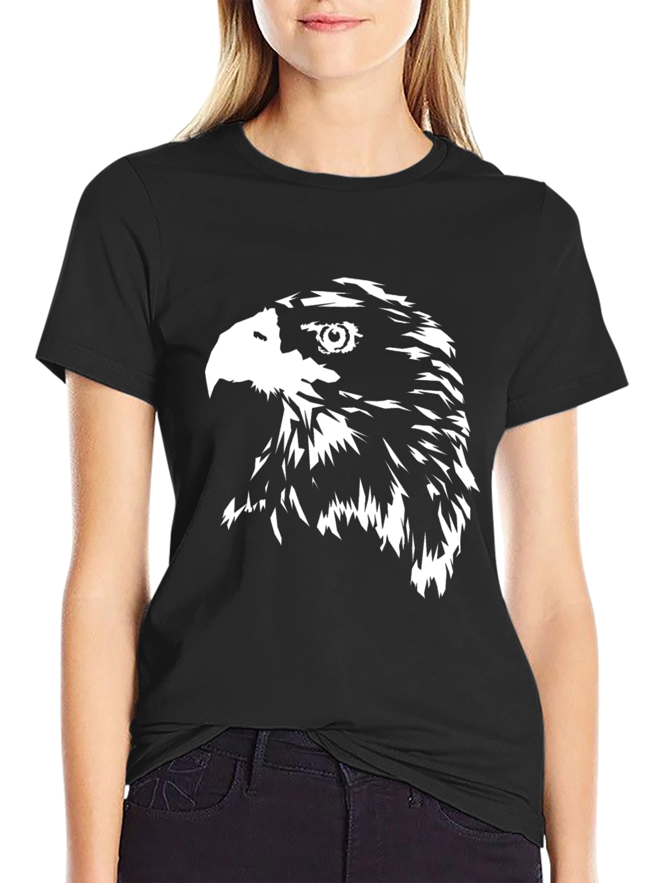 Bold Eagle Graphic Tee - Black Cotton Blend