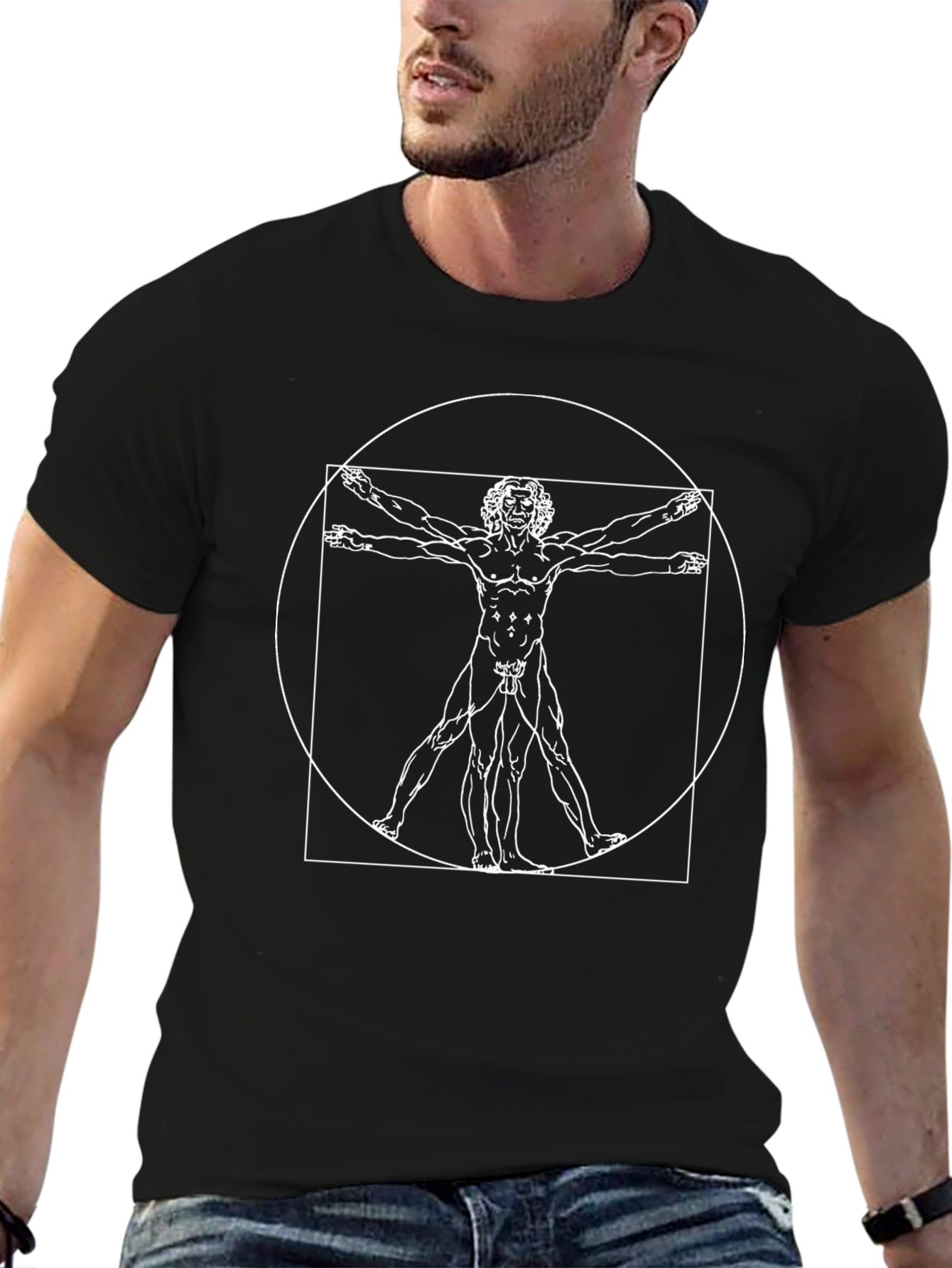 Vitruvian Man Black T-Shirt