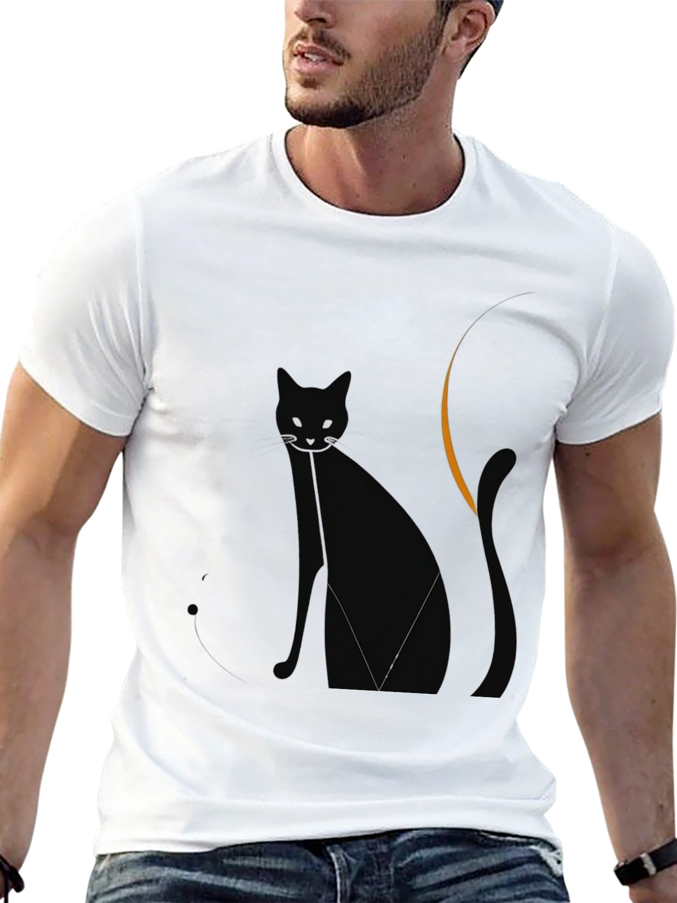 Black Cat Graphic Tee - Moonlit Style