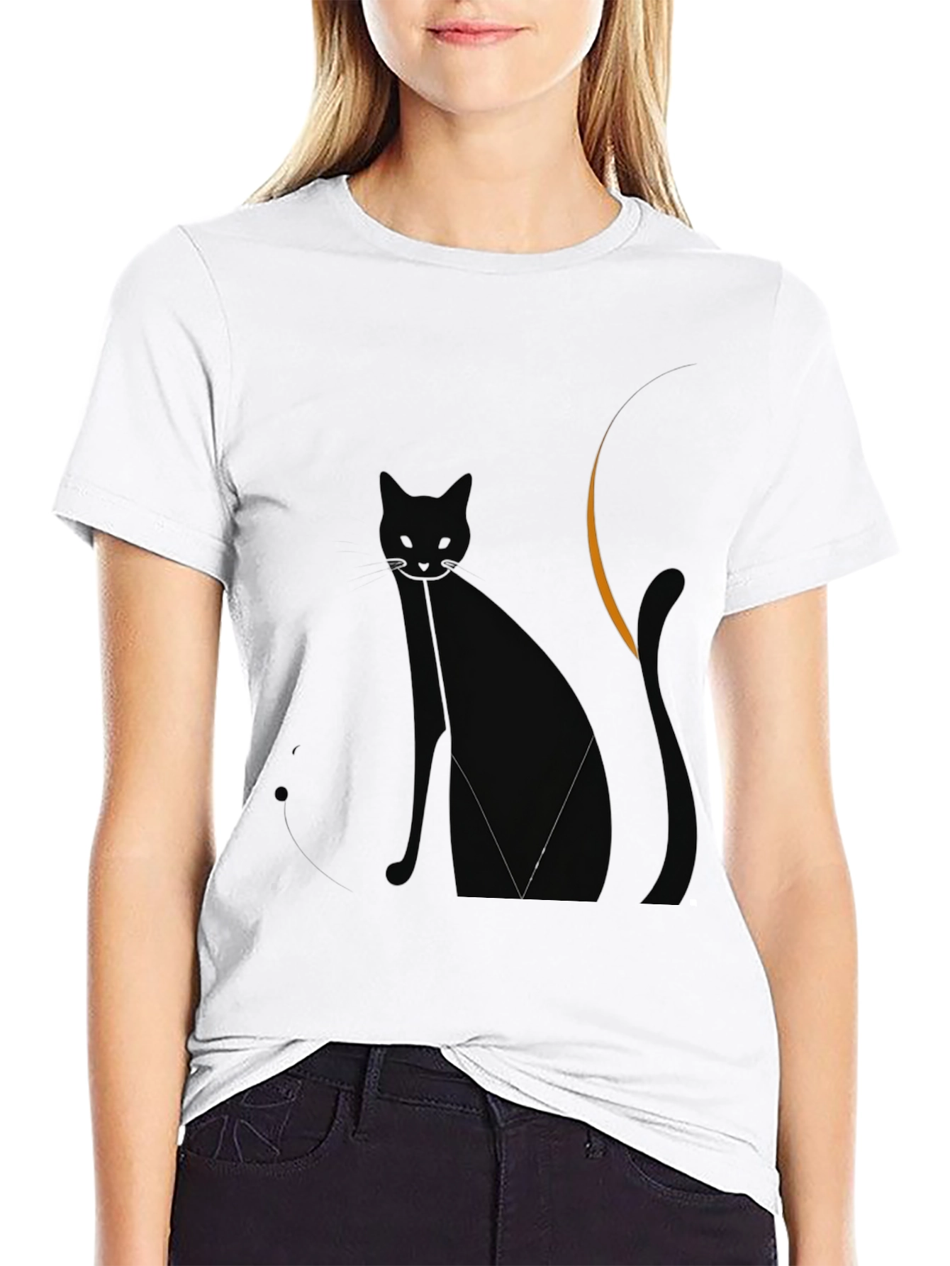 Black Cat Graphic Tee - Moonlit Style