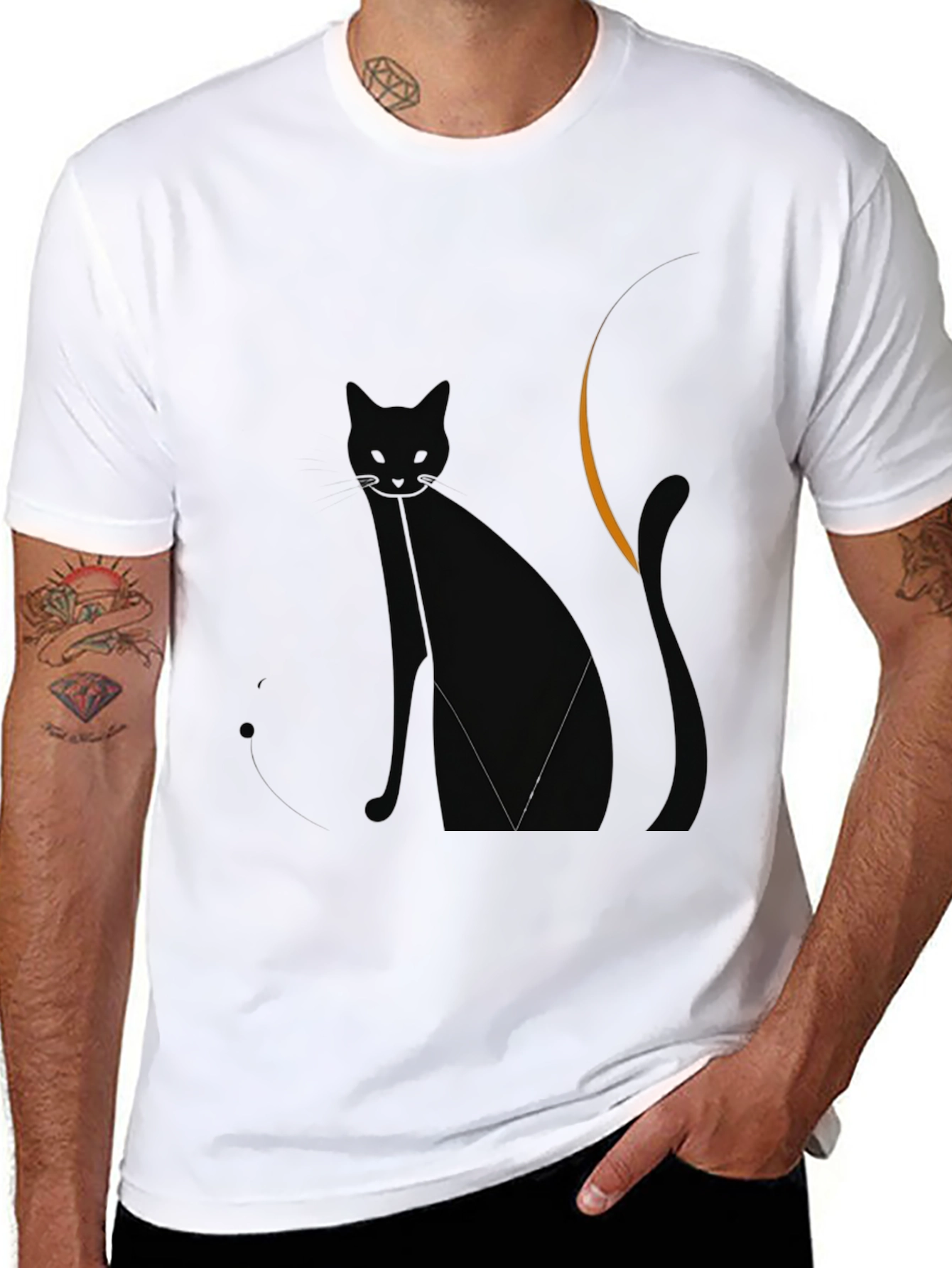 Black Cat Graphic Tee - Moonlit Style