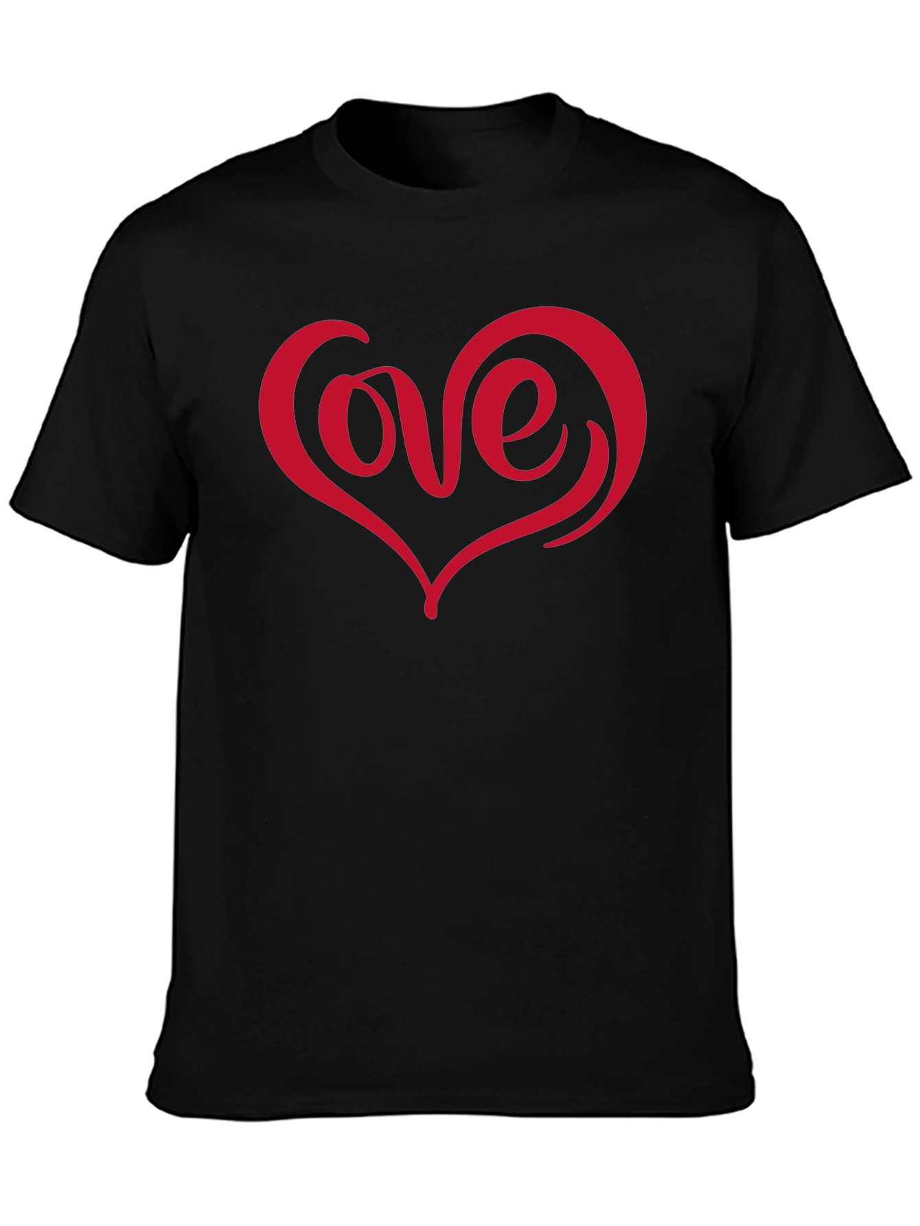 Love Heart Graphic Black T-Shirt