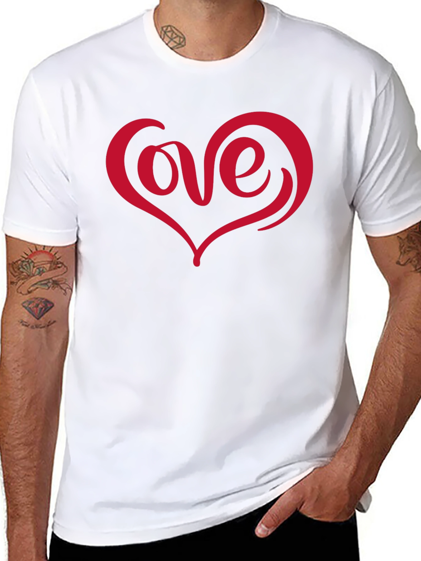 Love Heart Graphic Black T-Shirt