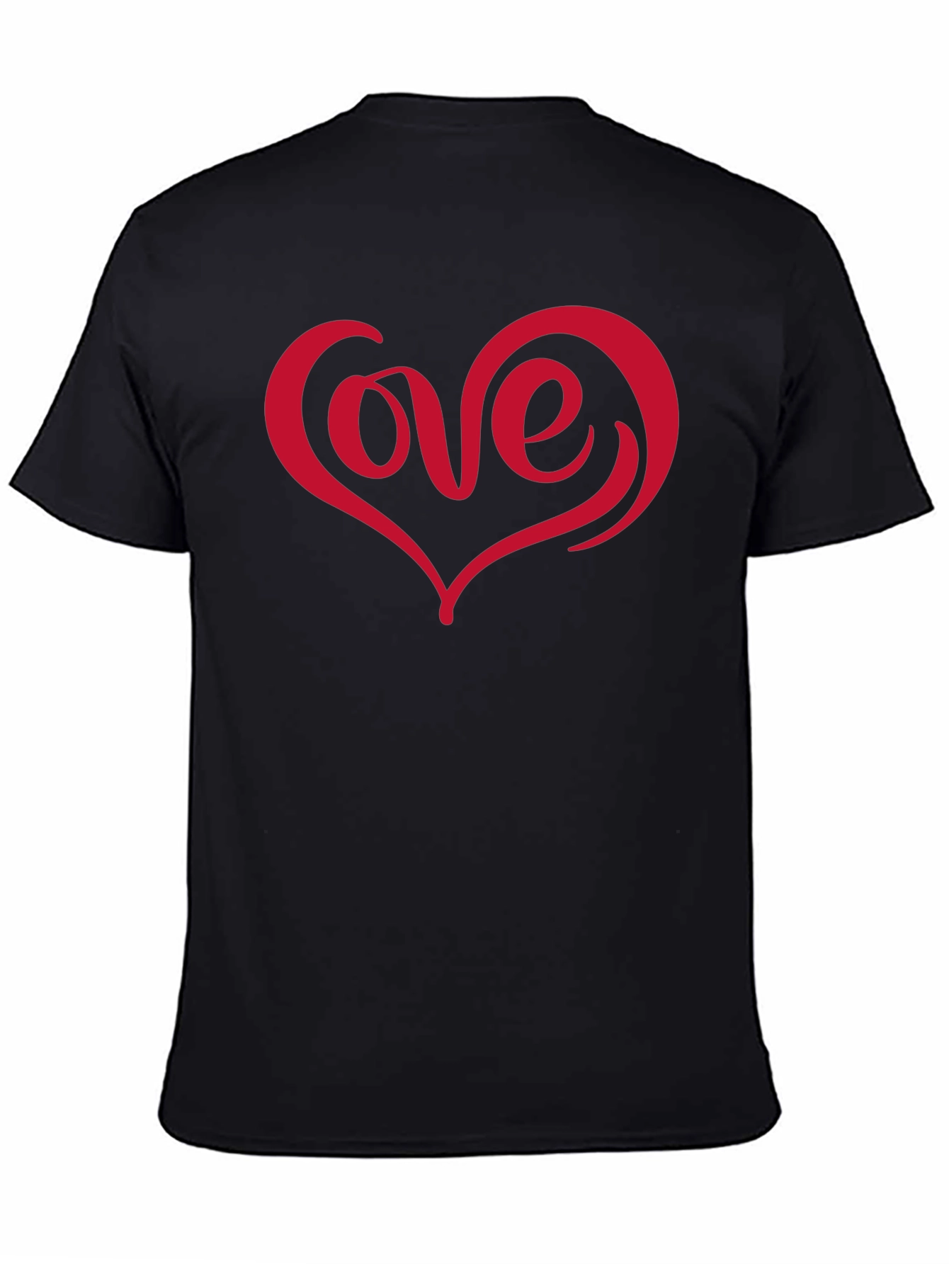 Love Heart Graphic Black T-Shirt