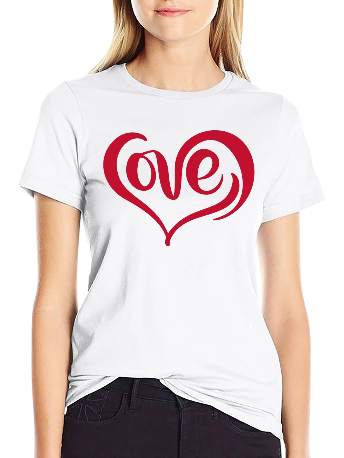 Love Heart Graphic Black T-Shirt