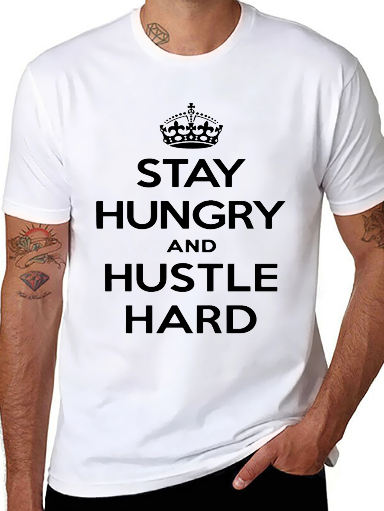 Stay Hungry Hustle Hard Graphic T-Shirt