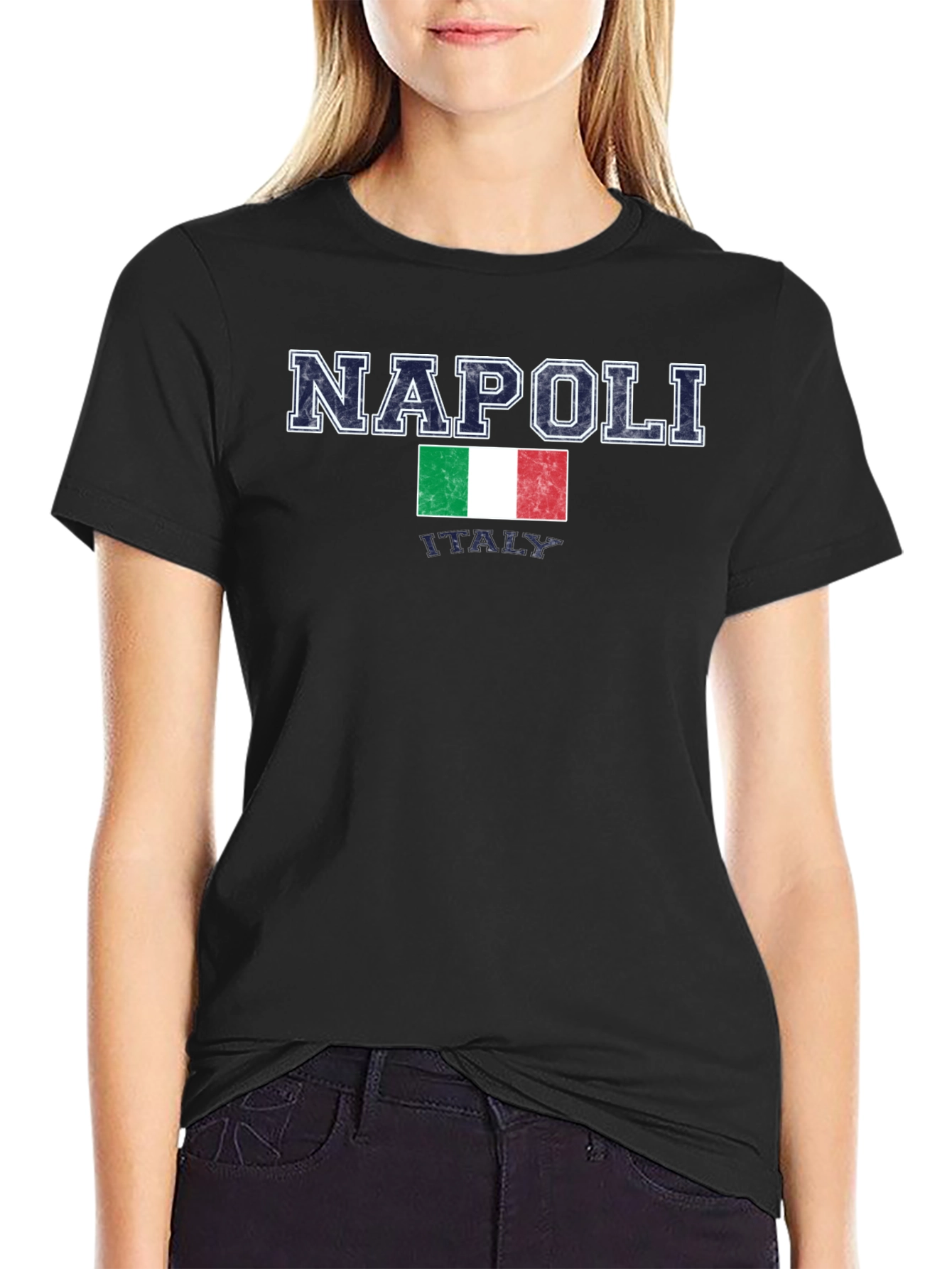 Napoli Italy Flag Graphic T-Shirt - Black