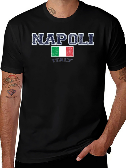Napoli Italy Flag Graphic T-Shirt - Black