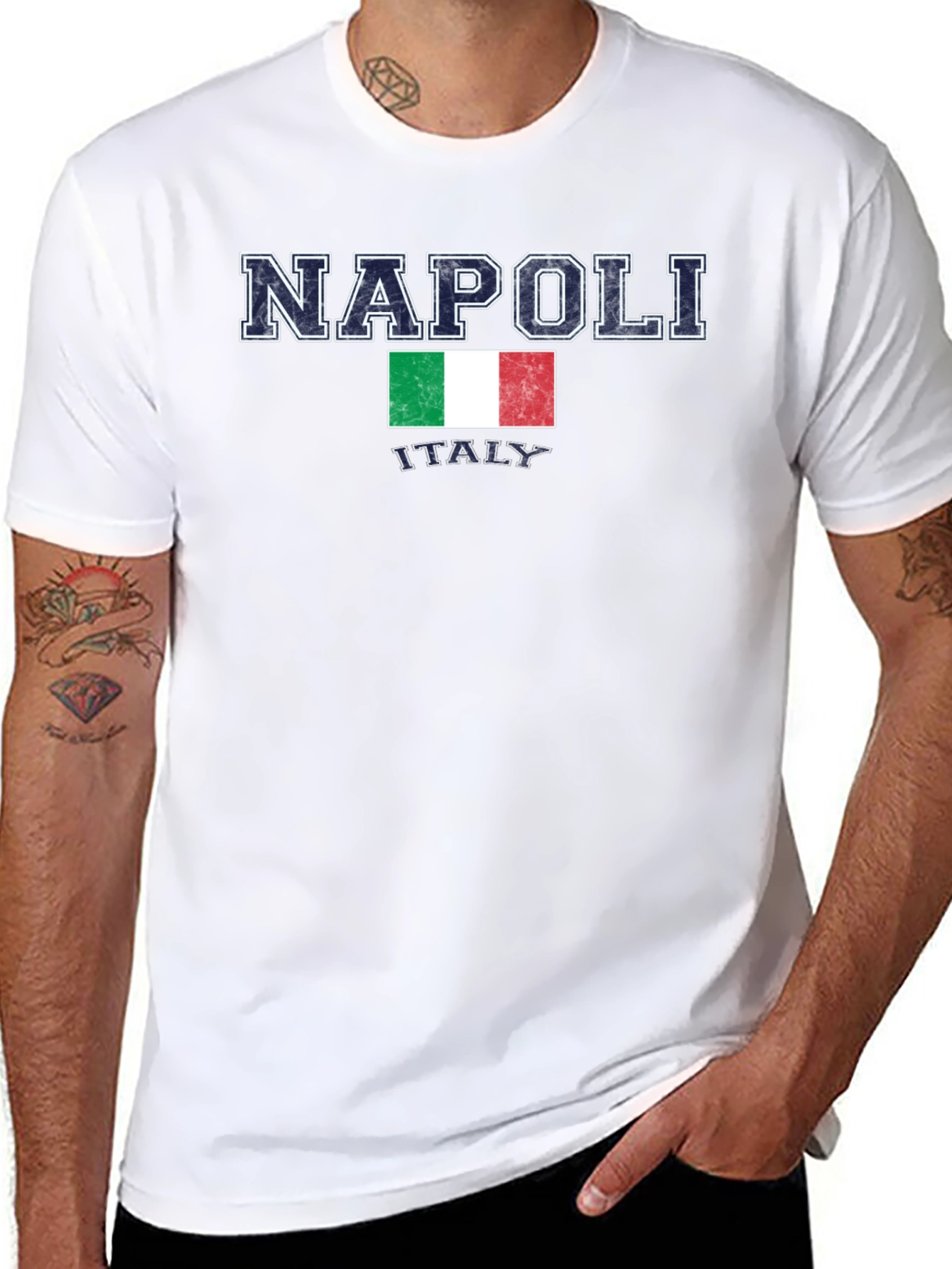 Napoli Italy Flag Graphic T-Shirt - Black