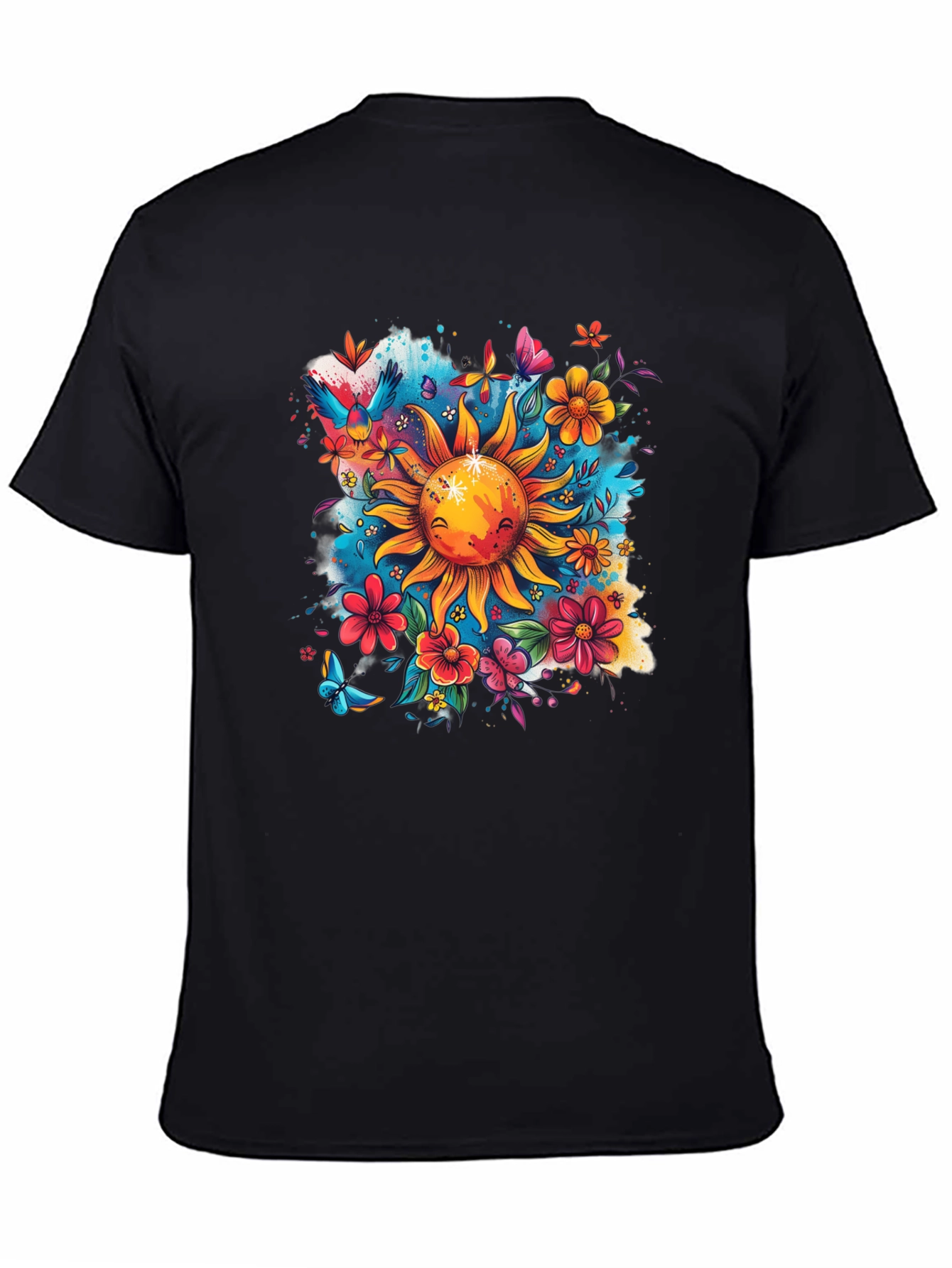Sun & Flowers Graphic T-Shirt - Vibrant Design