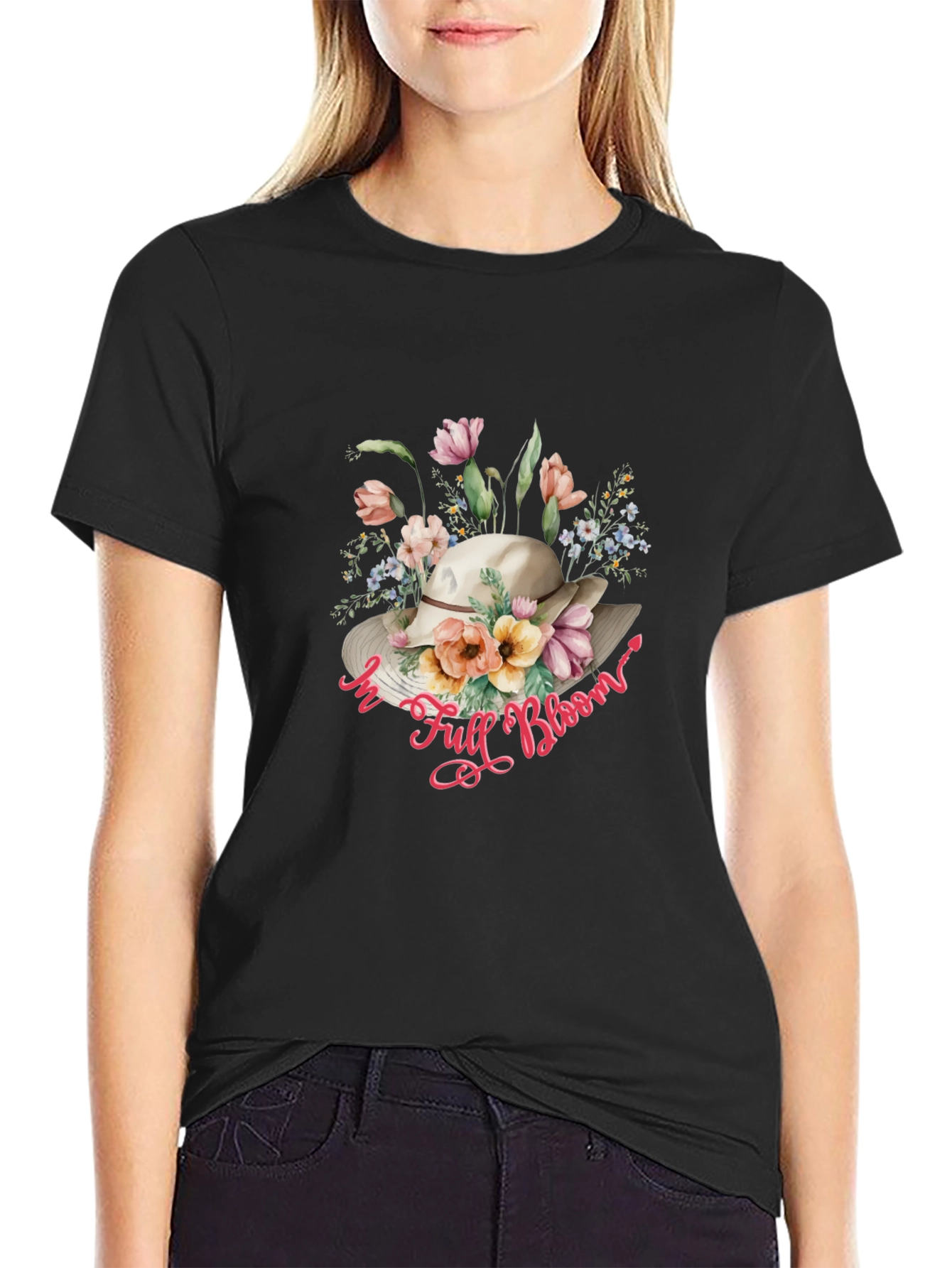 Floral Hat T-Shirt: In Full Bloom Design