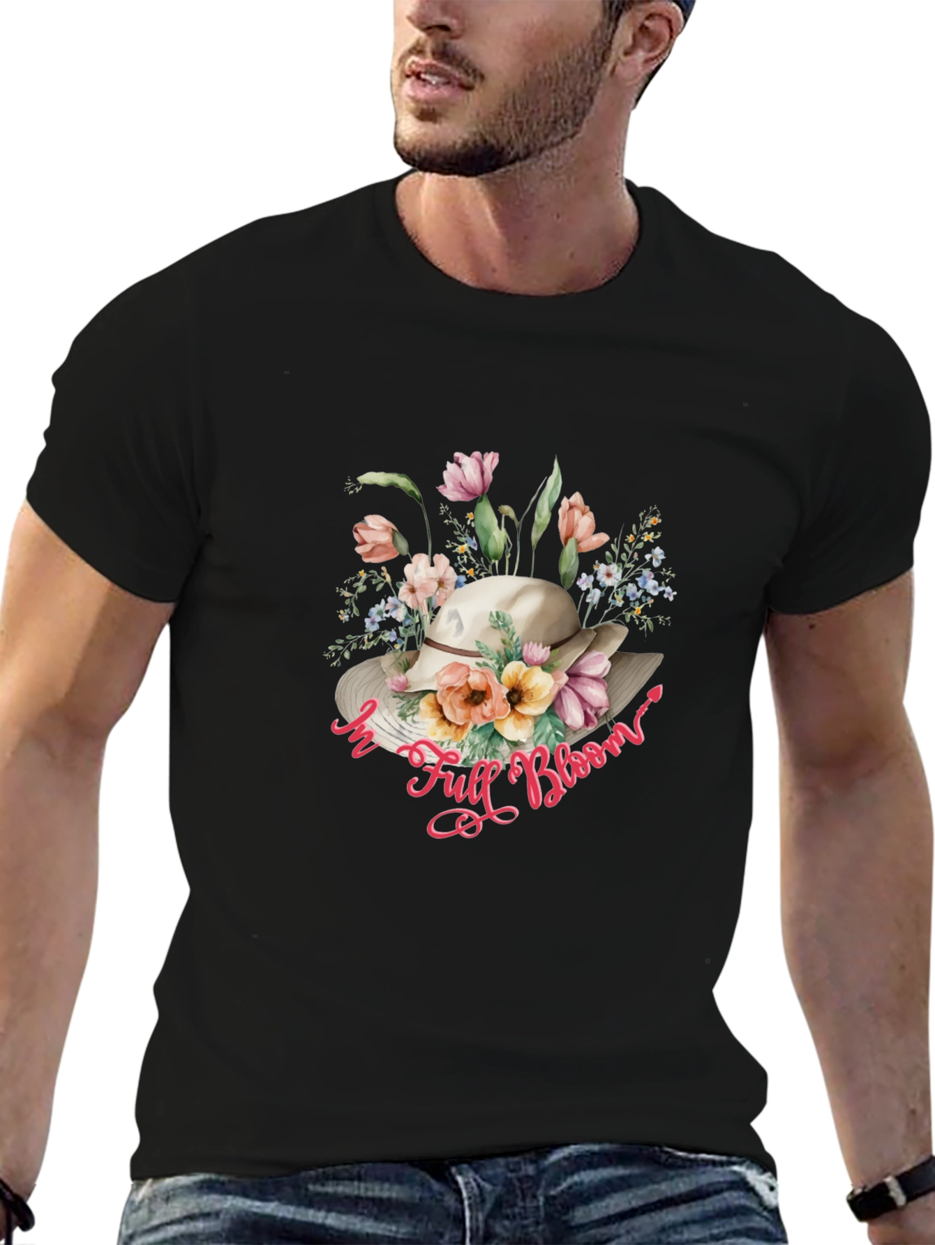 Floral Hat T-Shirt: In Full Bloom Design