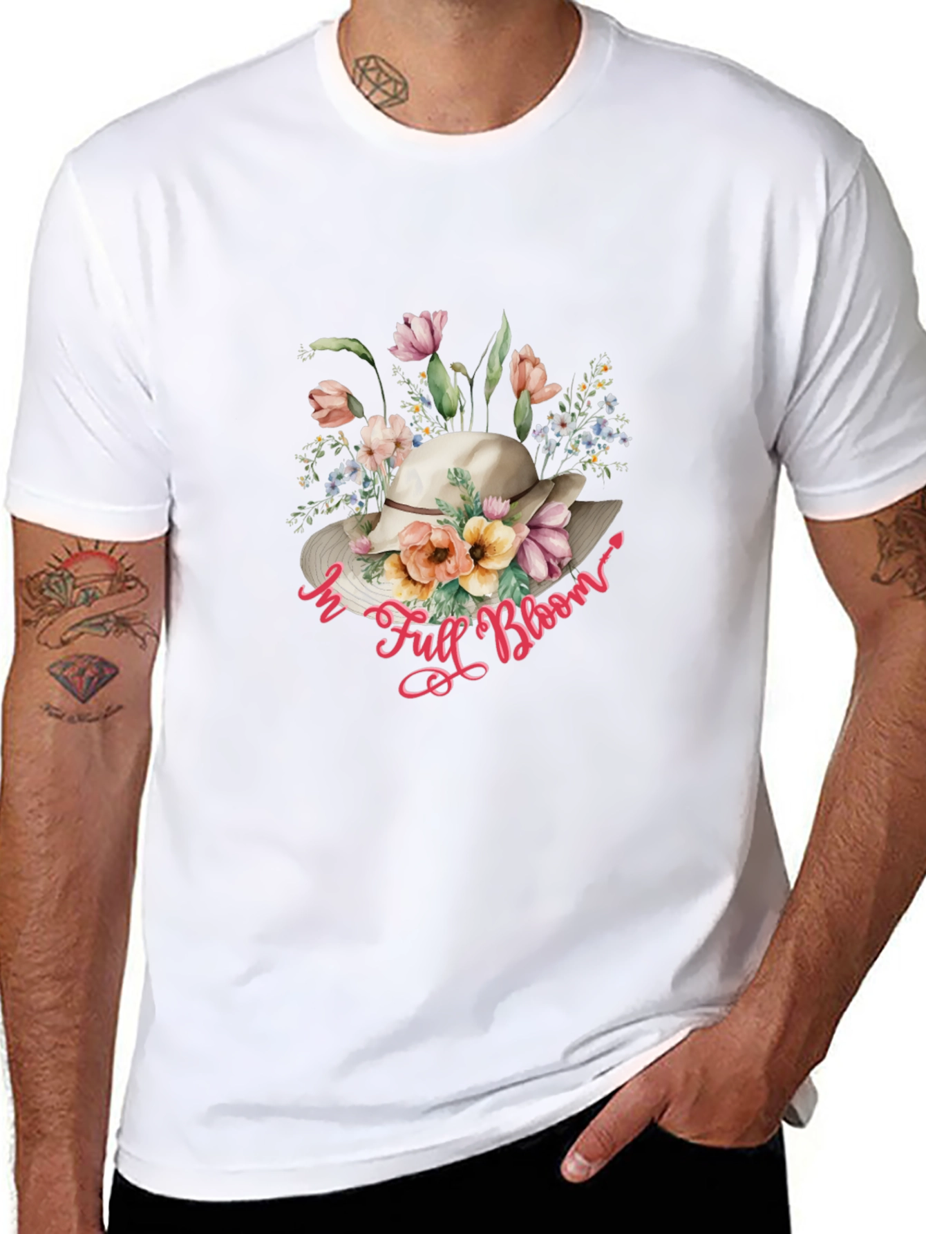 Floral Hat T-Shirt: In Full Bloom Design