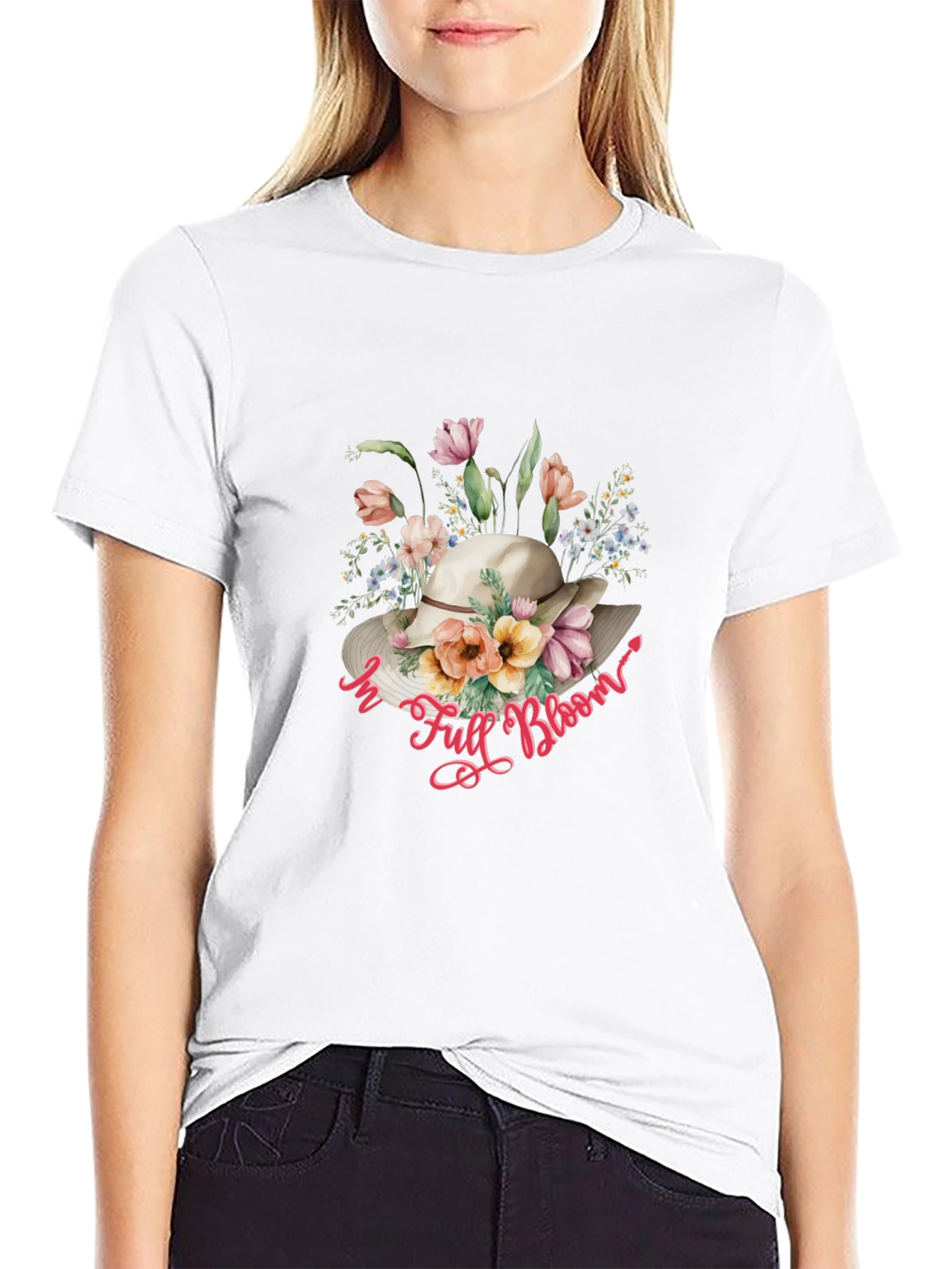 Floral Hat T-Shirt: In Full Bloom Design