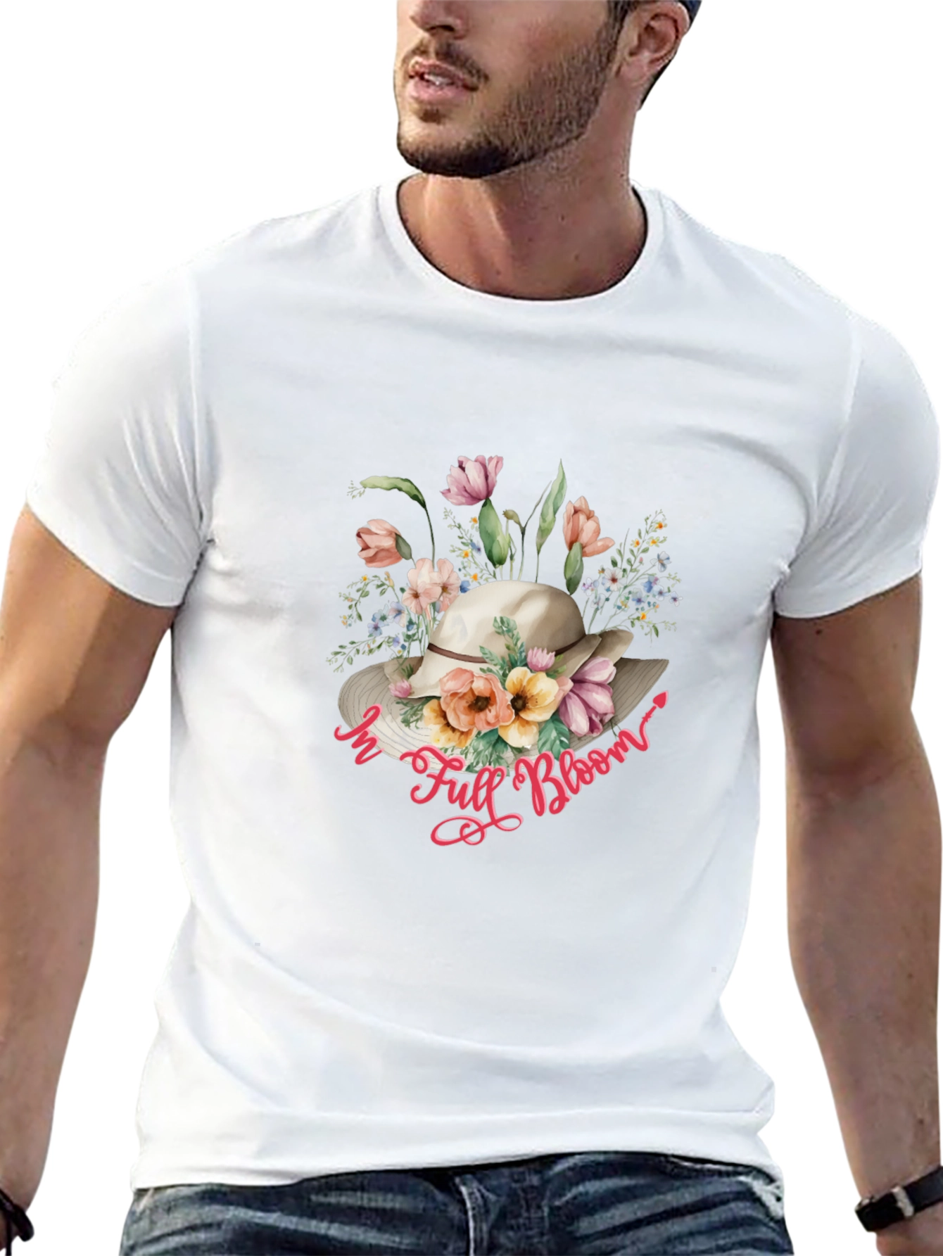 Floral Hat T-Shirt: In Full Bloom Design