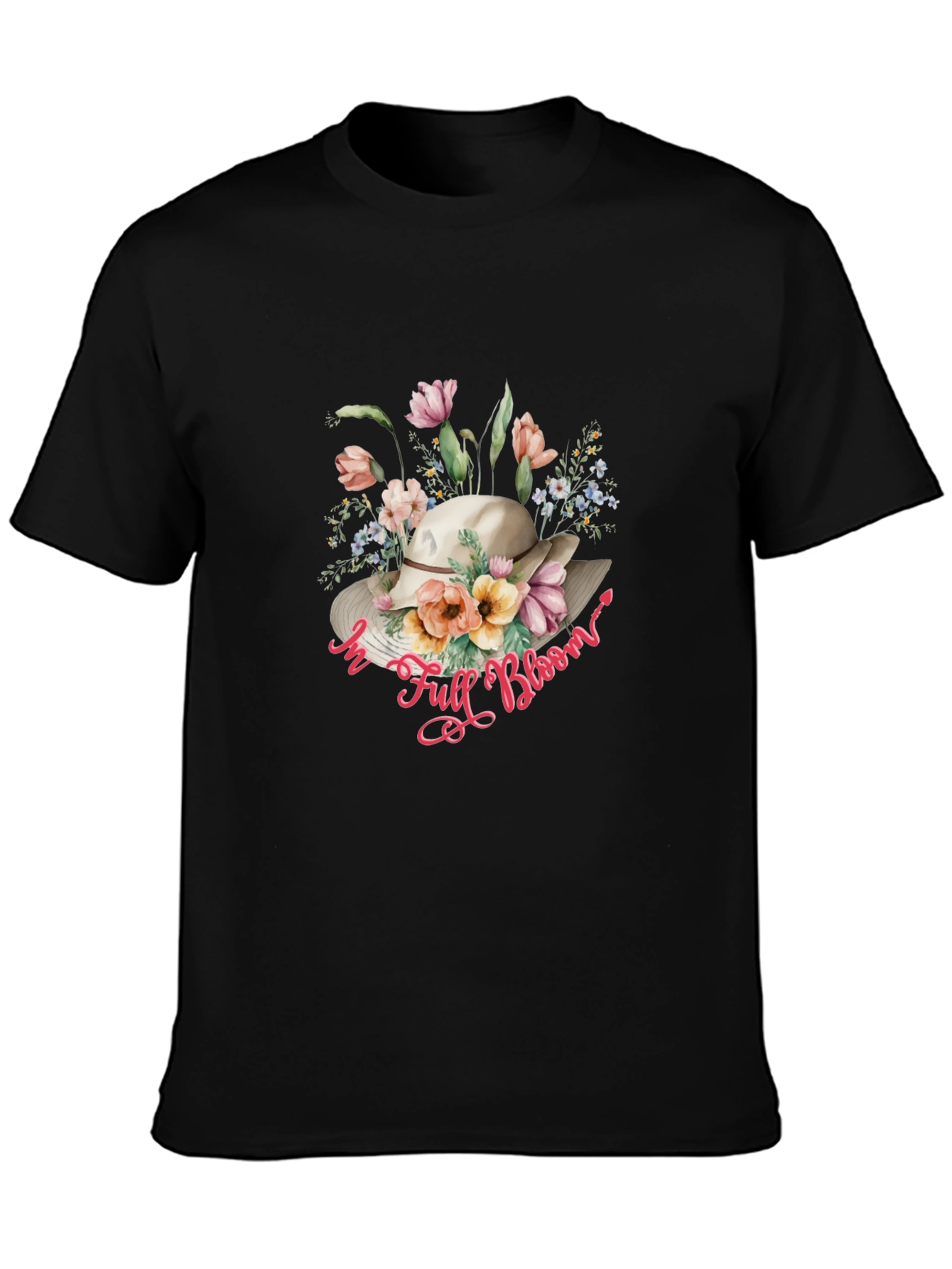 Floral Hat T-Shirt: In Full Bloom Design