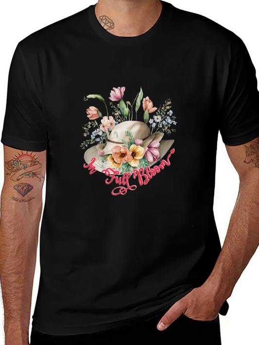 Floral Hat T-Shirt: In Full Bloom Design