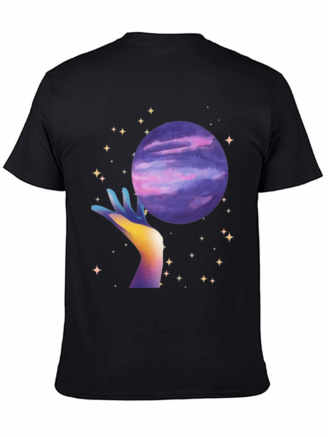 Celestial Hand Holding Planet Graphic T-Shirt
