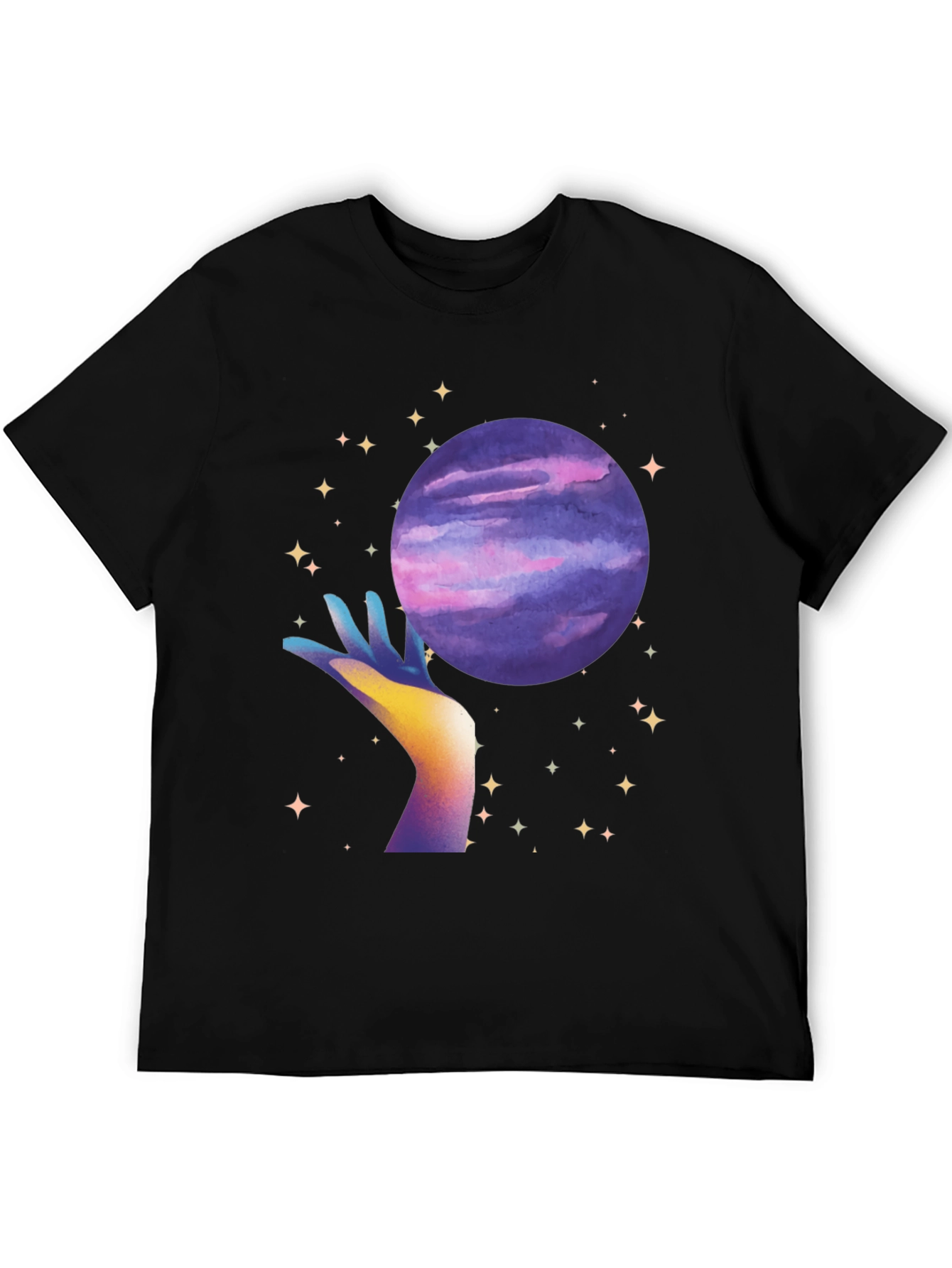 Celestial Hand Holding Planet Graphic T-Shirt