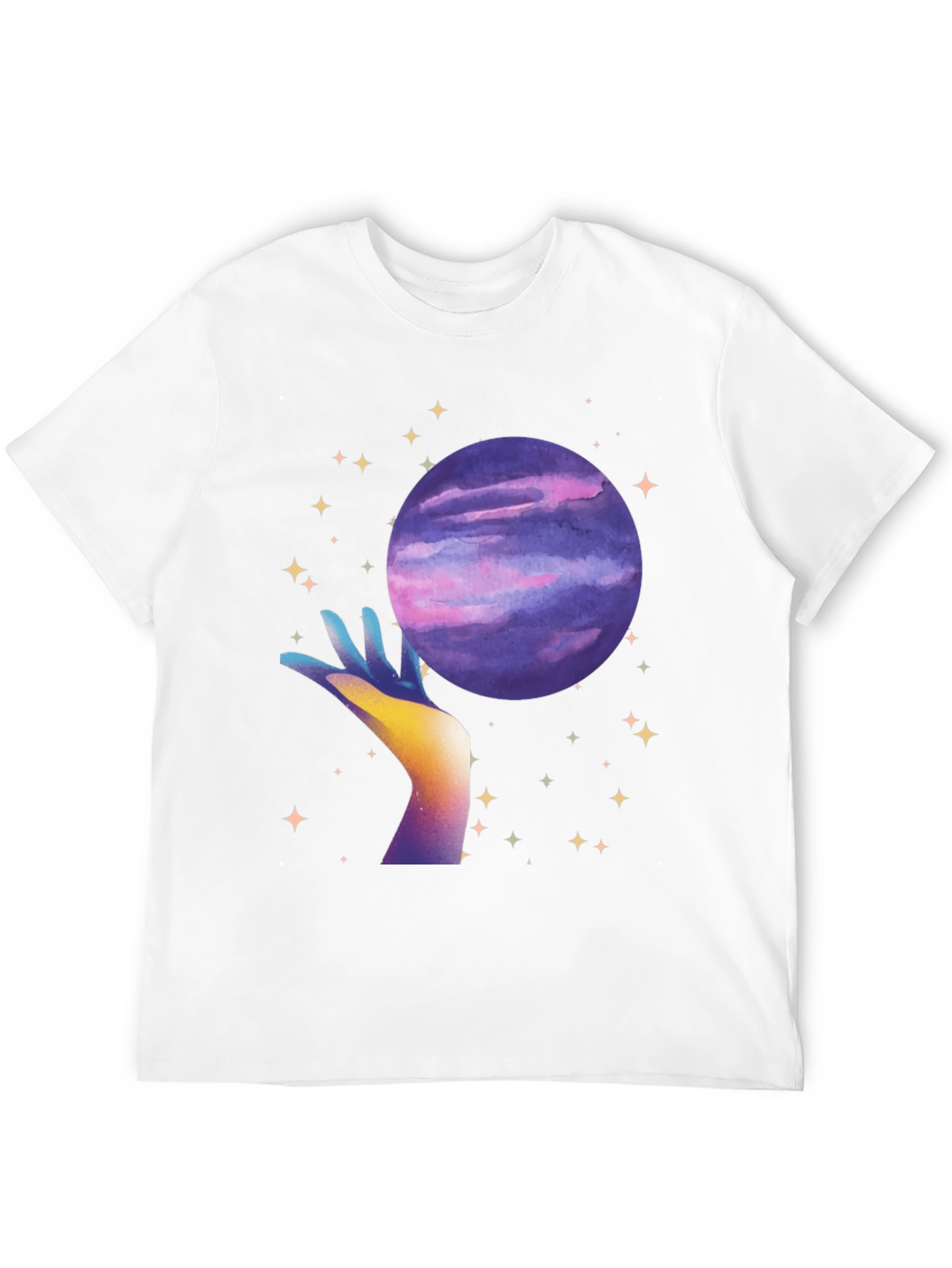 Celestial Hand Holding Planet Graphic T-Shirt