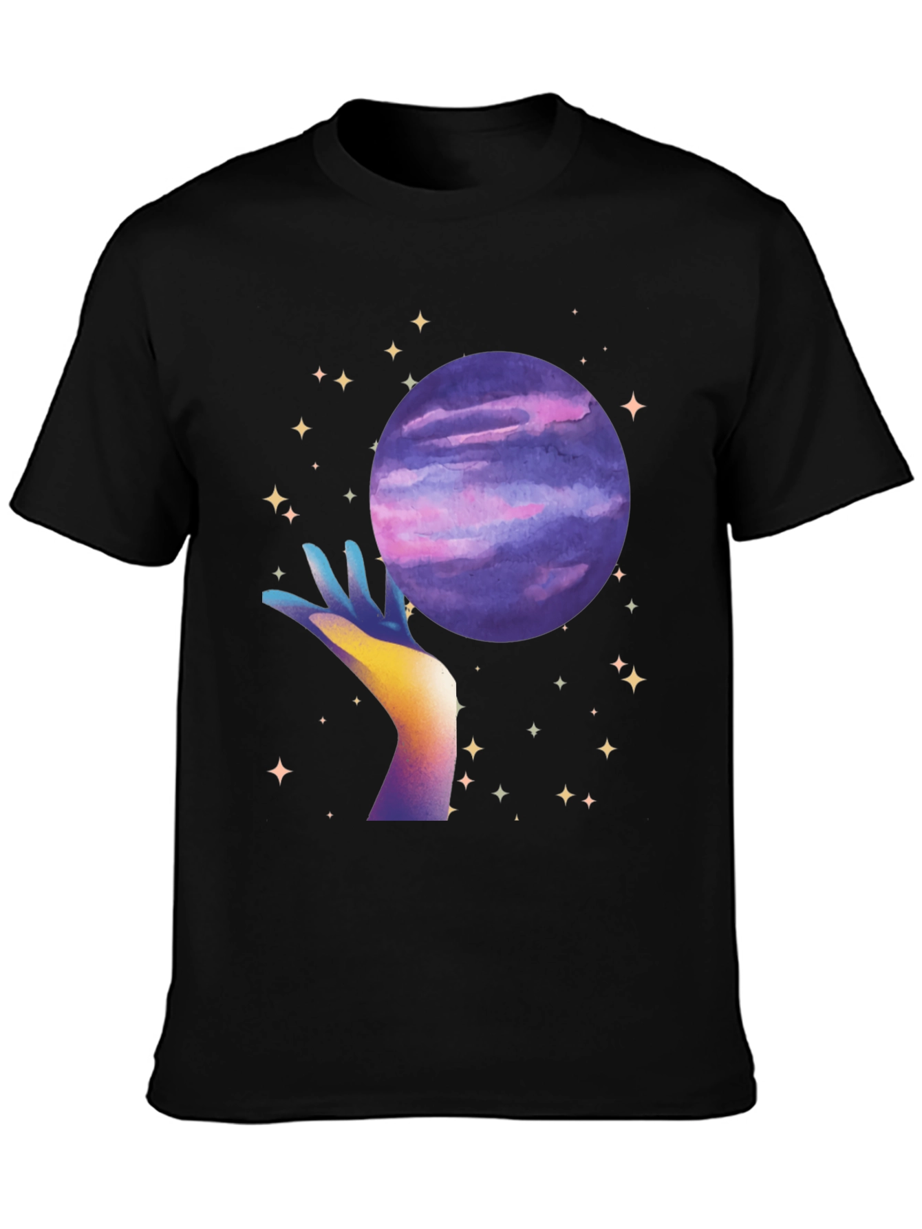 Celestial Hand Holding Planet Graphic T-Shirt