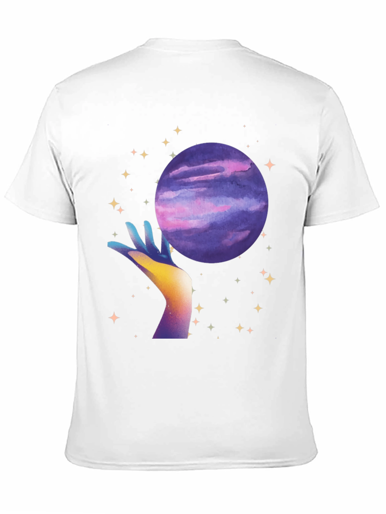 Celestial Hand Holding Planet Graphic T-Shirt