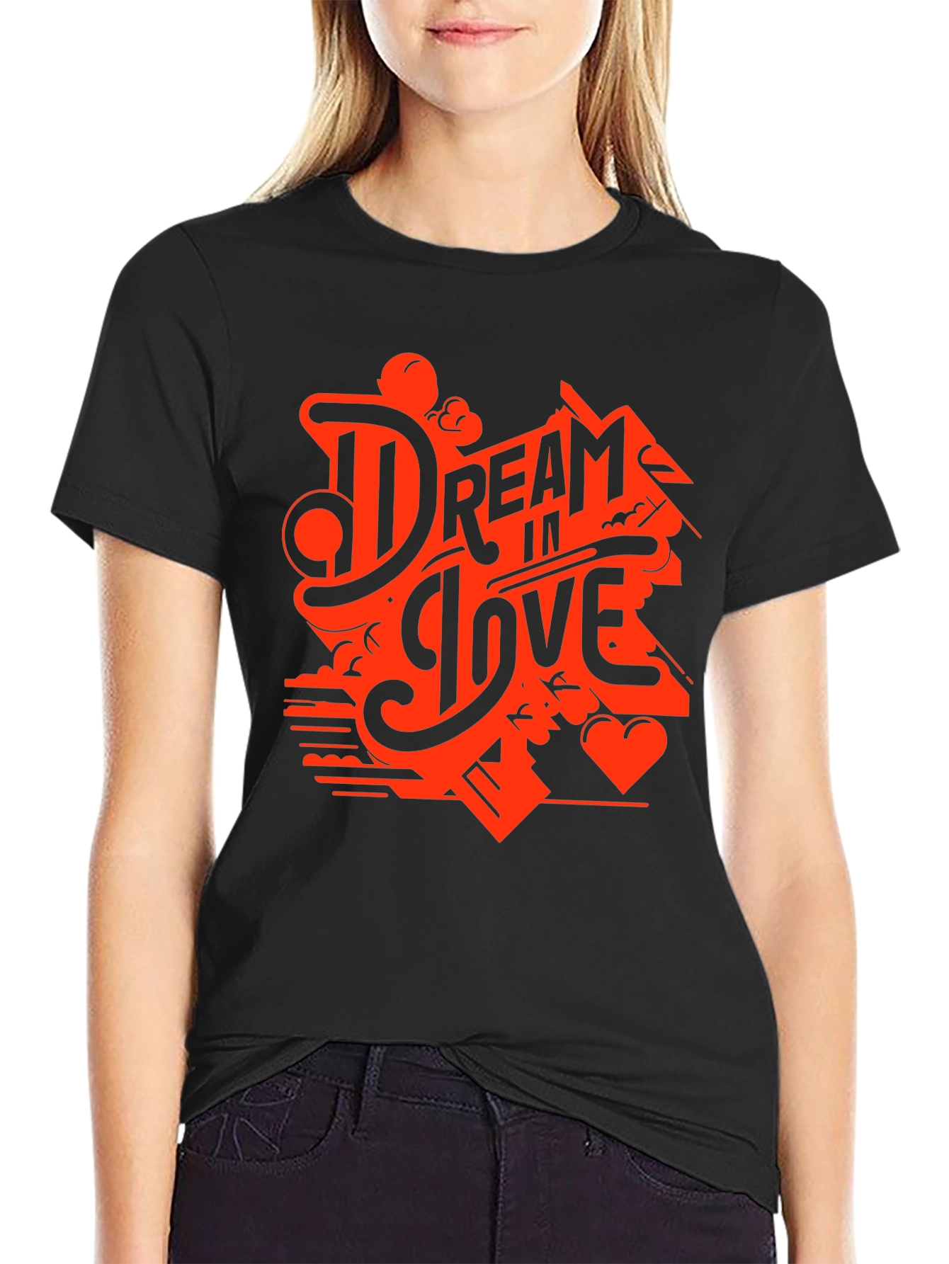 Dream in Love Graphic Black T-Shirt