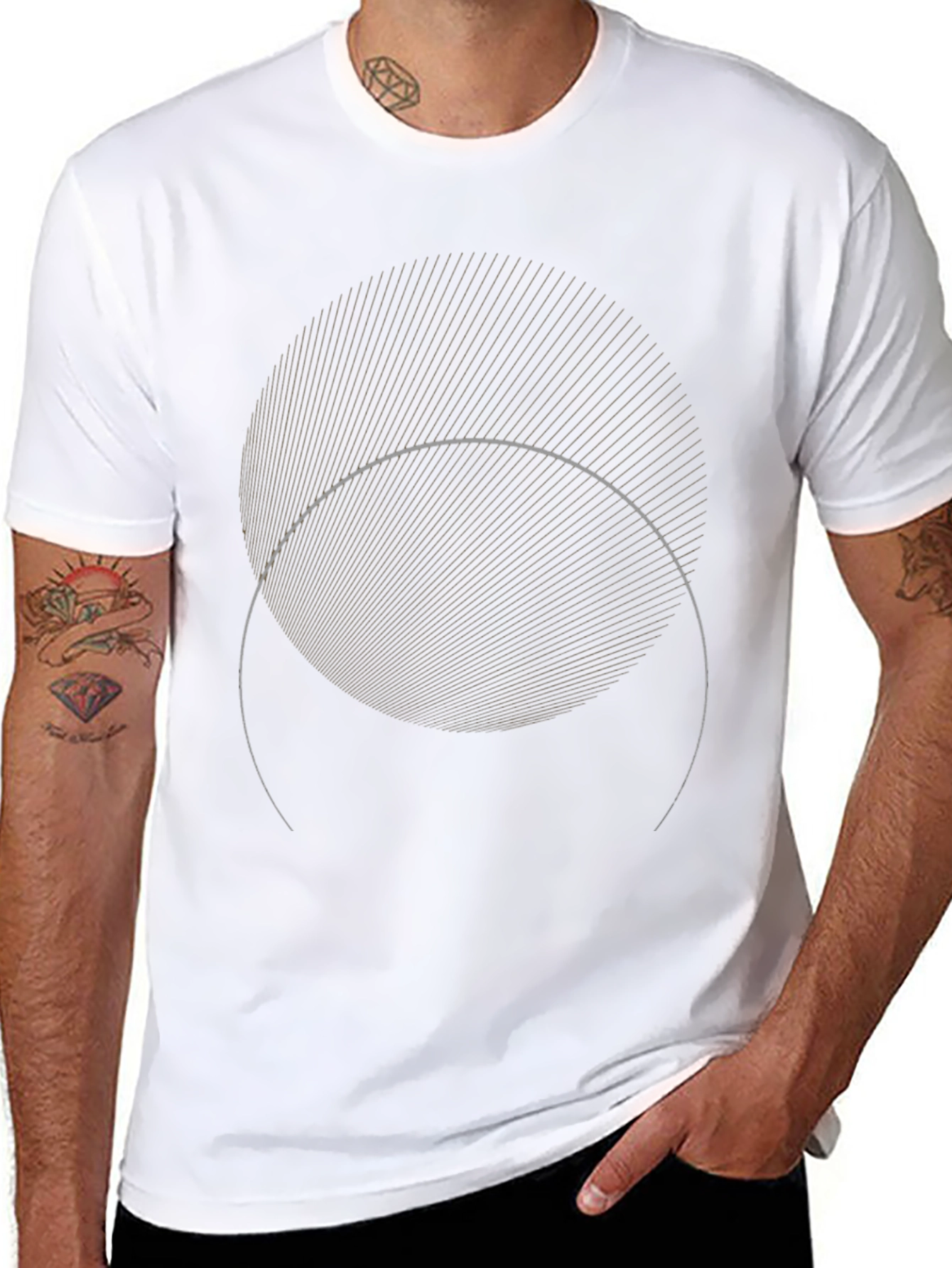 Geometric Eclipse Graphic Black T-Shirt