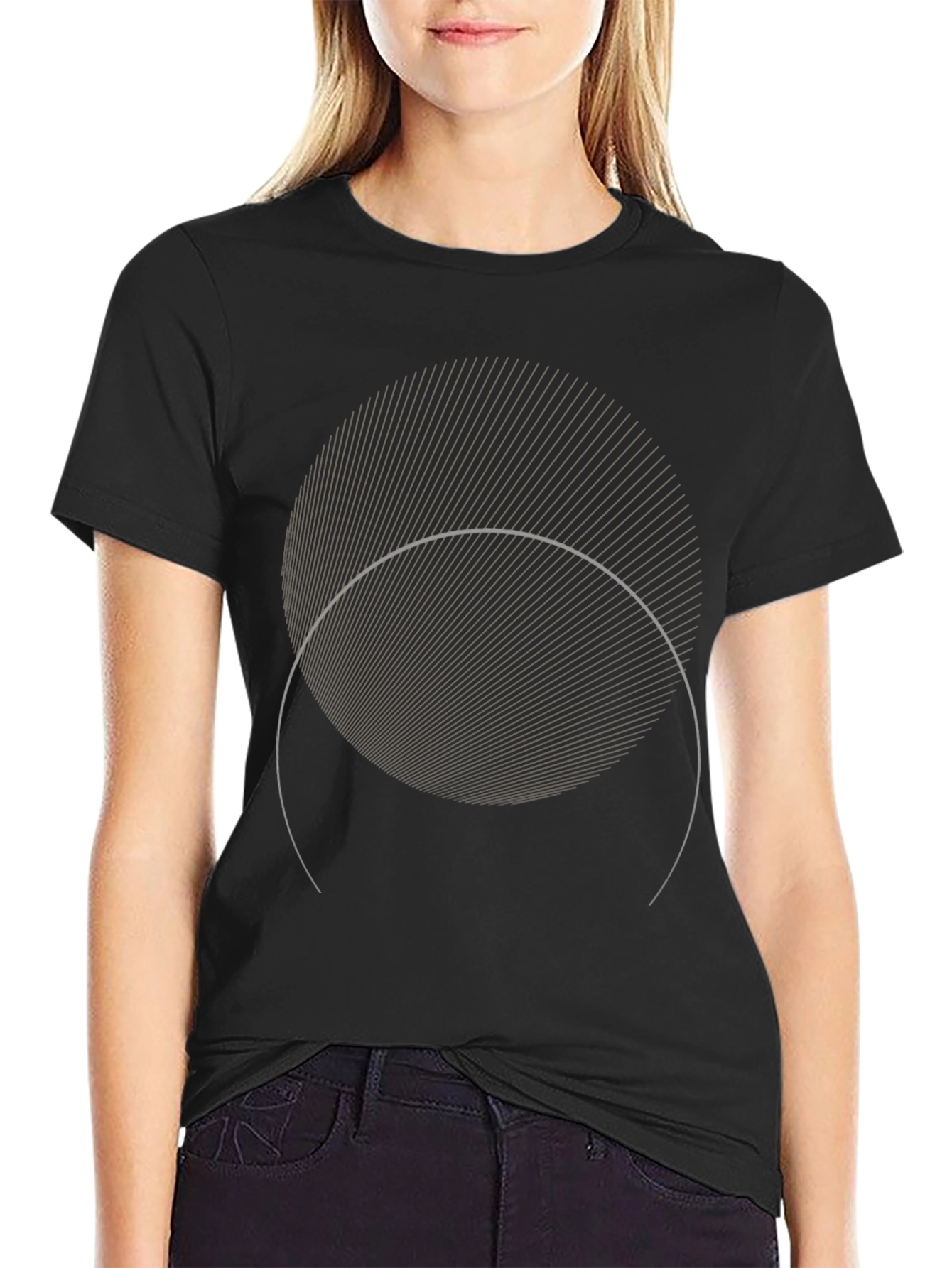 Geometric Eclipse Graphic Black T-Shirt