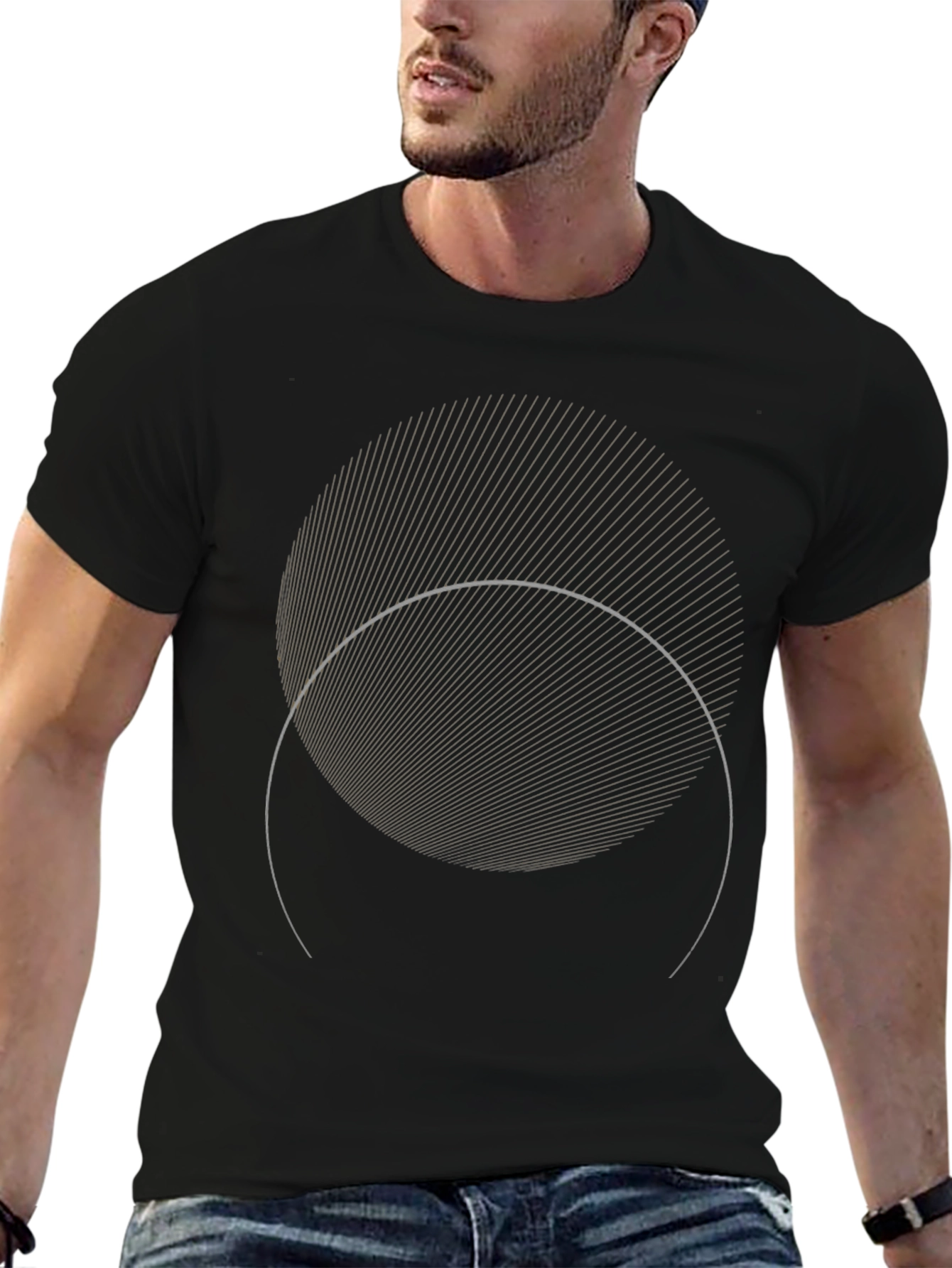 Geometric Eclipse Graphic Black T-Shirt
